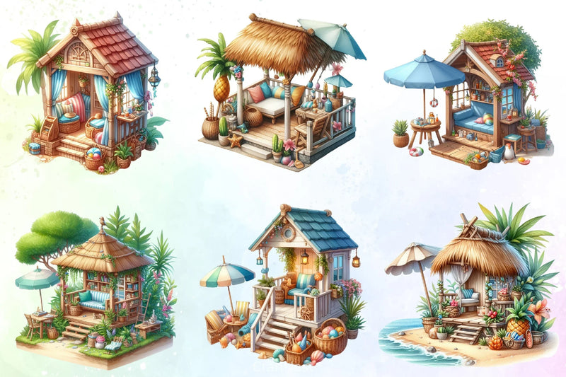 Tiki Hut Clipart Bundle - CraftNest - Digital Crafting and Art