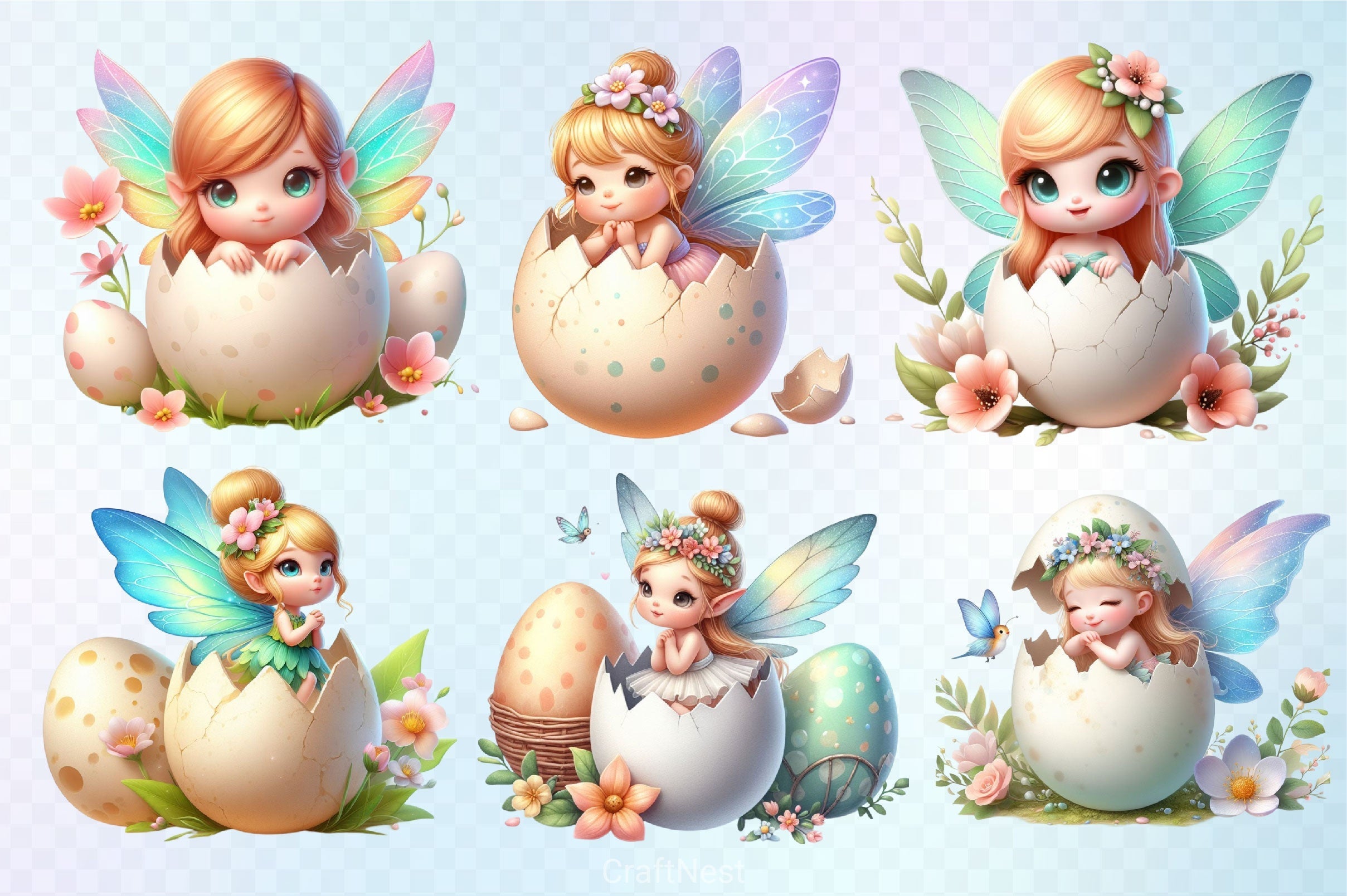Happy Easter Fairy Clipart Bundle
