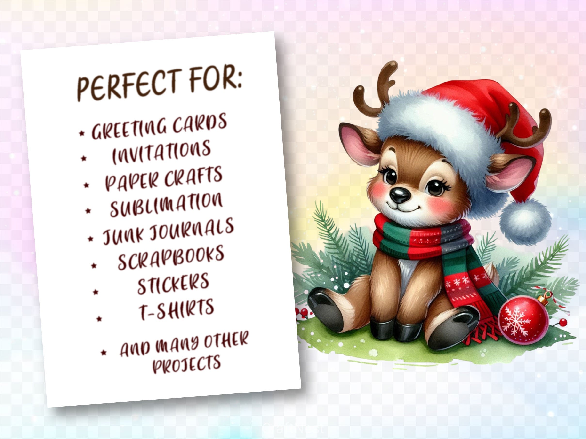 Funny Christmas Reindeer Clipart Bundle 6
