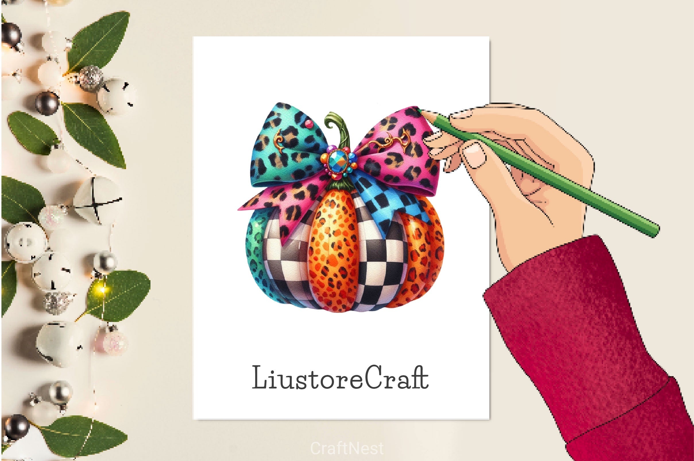 Checkered Pumpkin Clipart Bundle 2