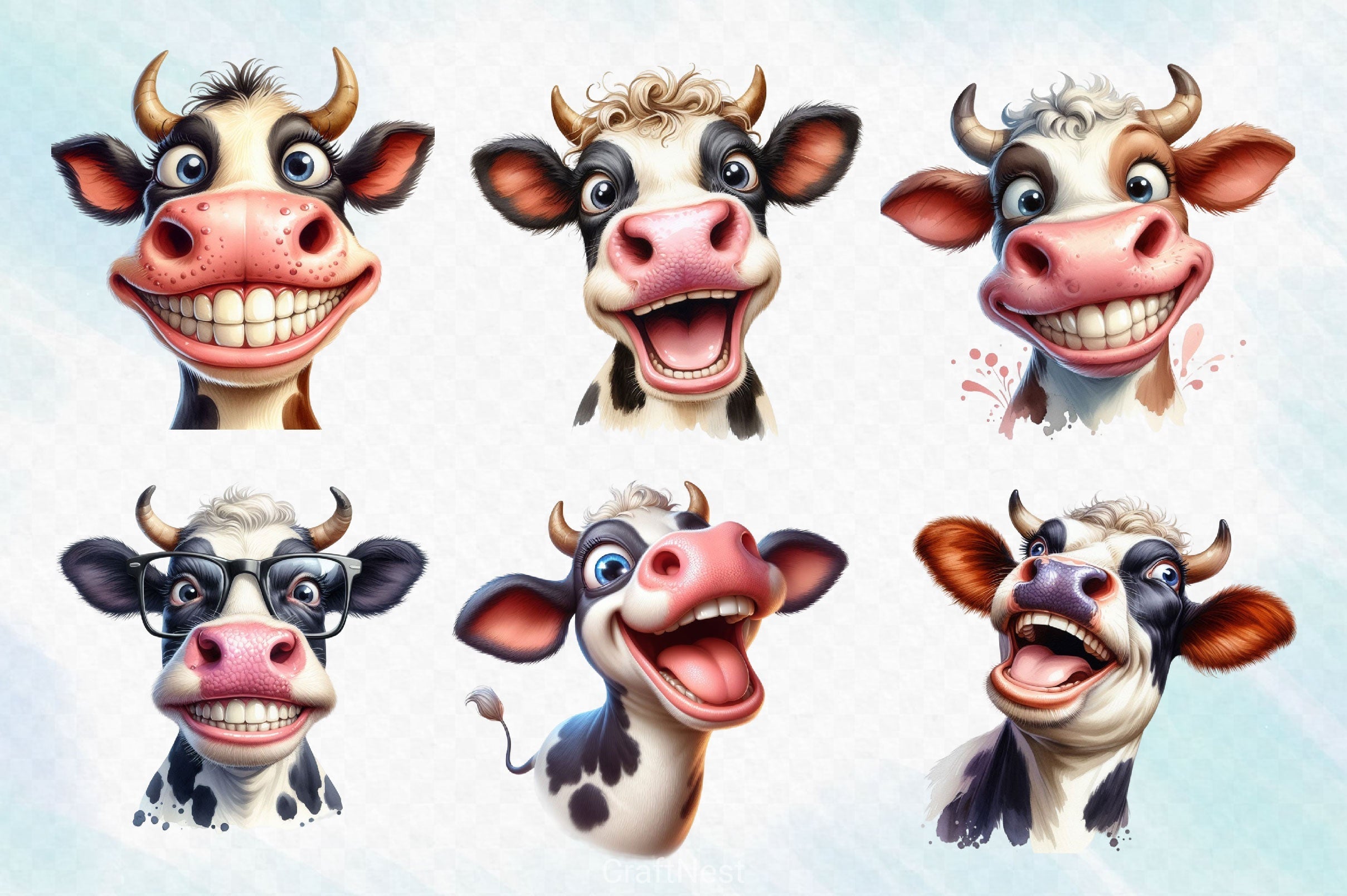 Funny Cow Clipart Bundle 8