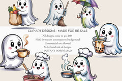 Cute Kawaii Ghosts Clipart - CraftNest - Digital Crafting and Art
