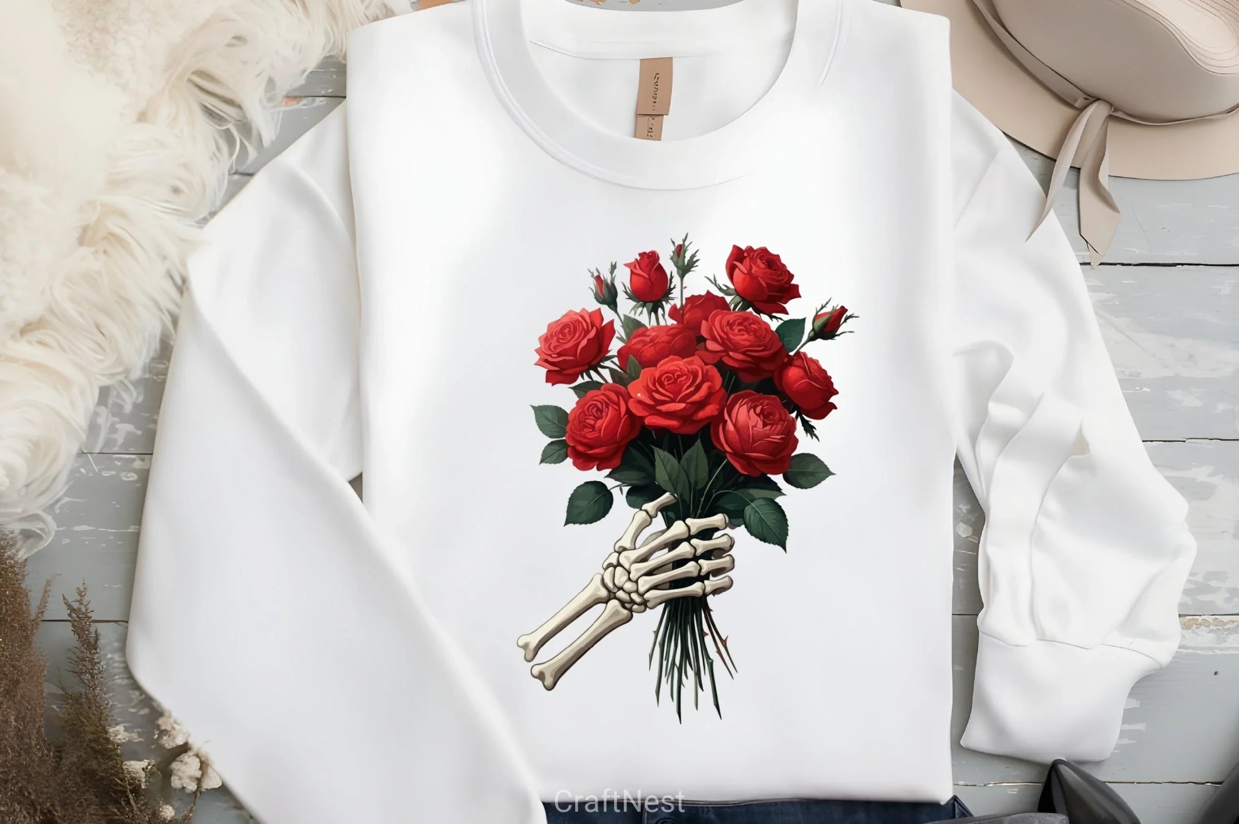 Roses Bouquet Skeleton Hand Clipart Bundle - CraftNest - Digital Crafting and Art