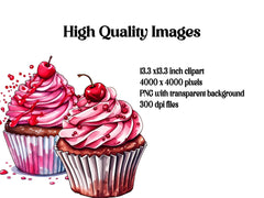 Cherry Cupcakes Clipart - CraftNest