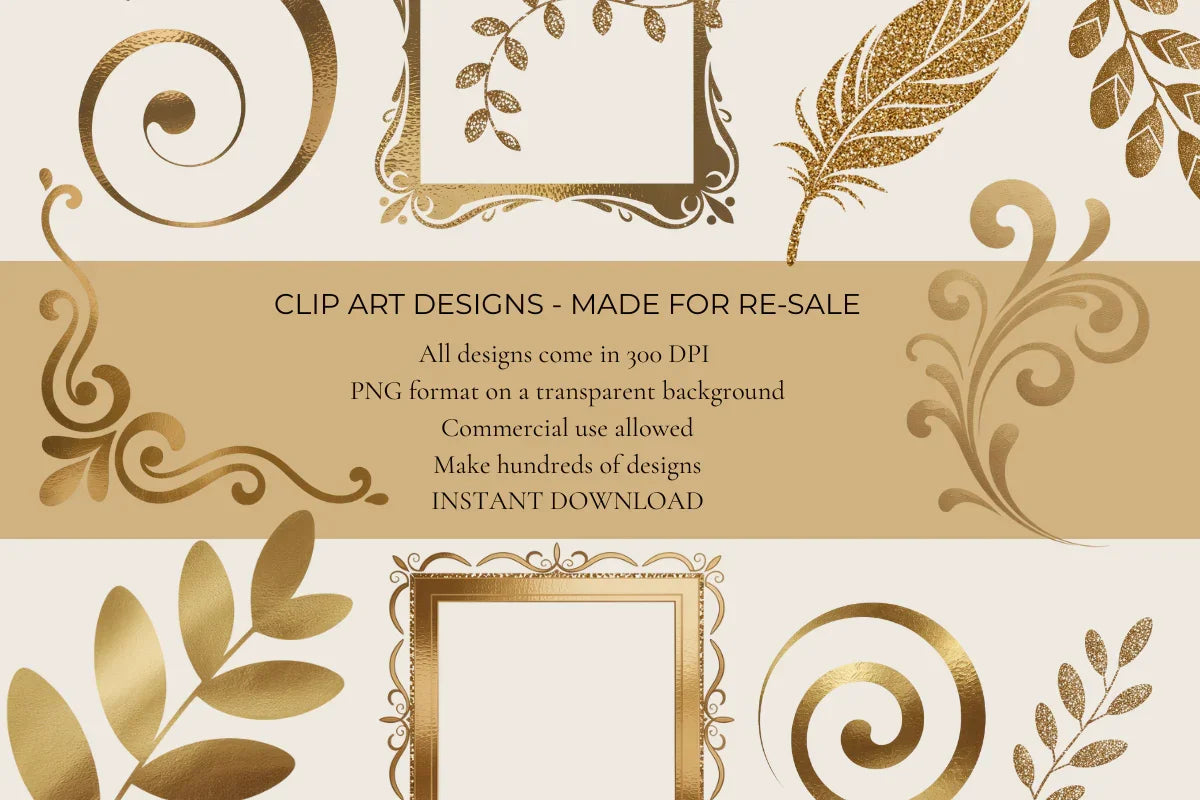 Gold Foil Elements Clipart - CraftNest - Digital Crafting and Art