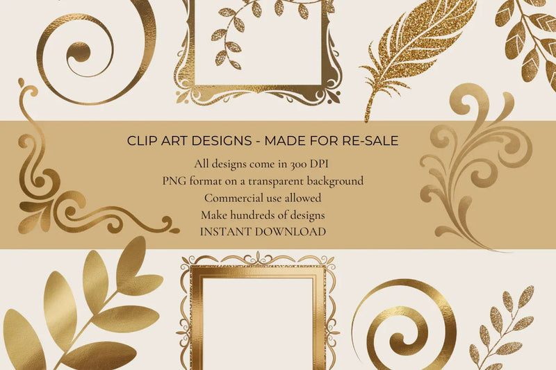 Gold Foil Elements Clipart - CraftNest - Digital Crafting and Art