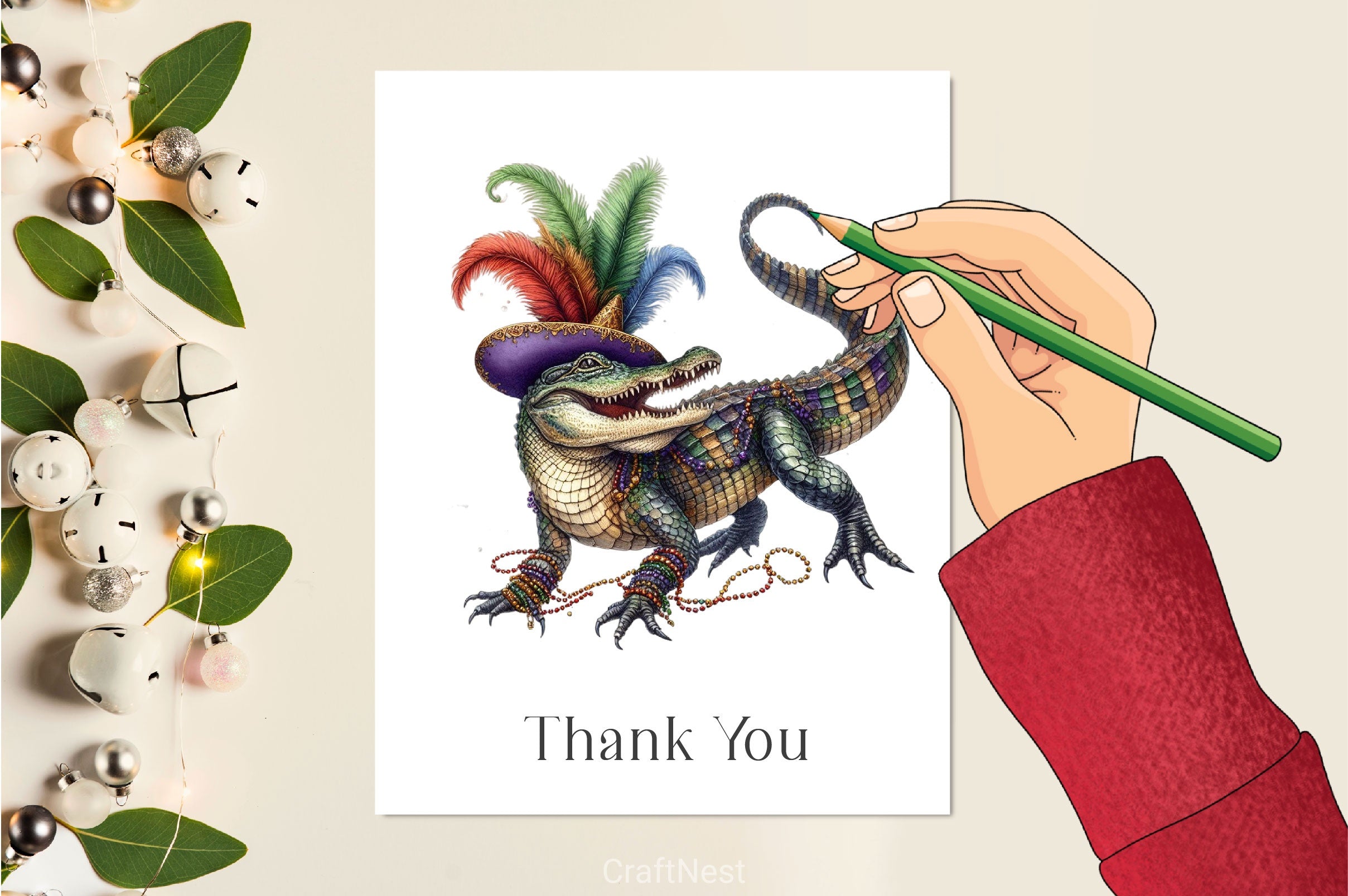 Mardi Gras Crocodile Clipart Bundle 7