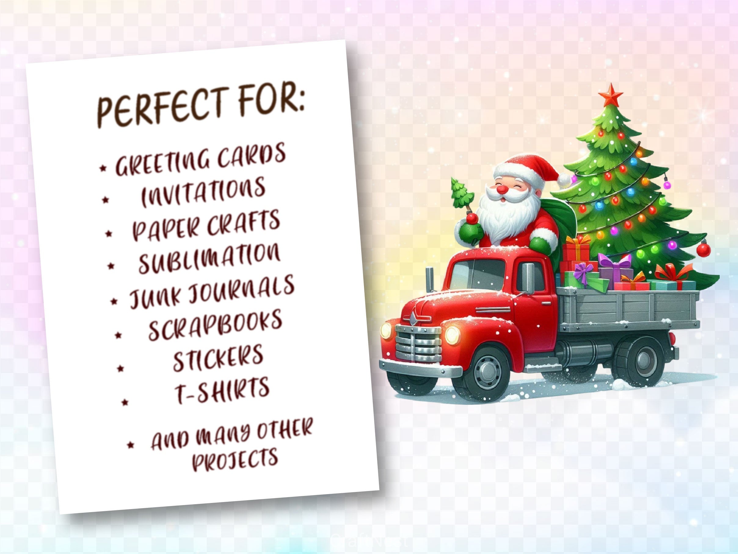 Christmas Santa Red Truck Clipart Bundle
