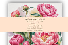 Watercolor Peonies Background Papers - CraftNest - Digital Crafting and Art