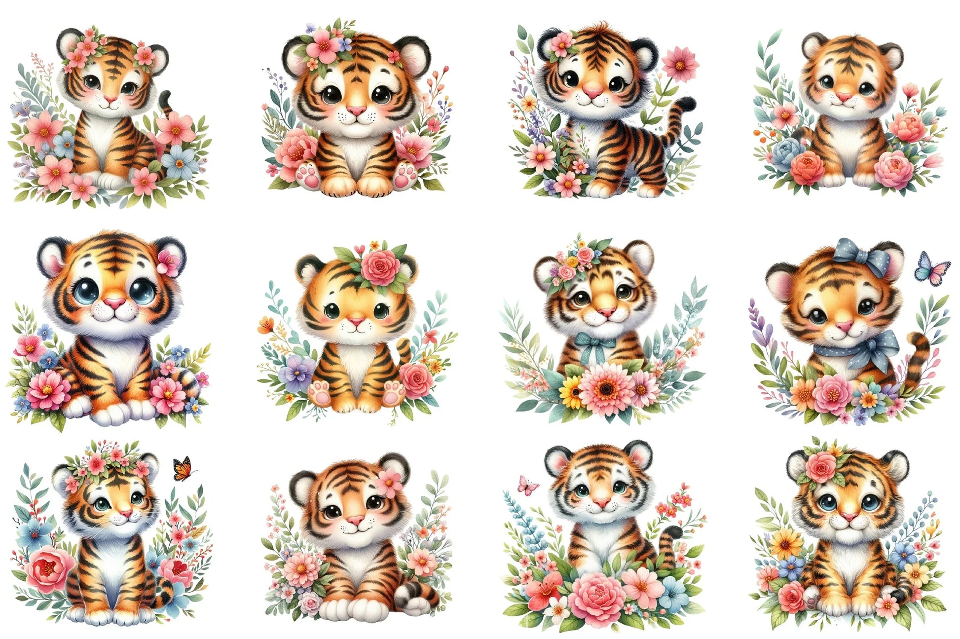 Tiger Flowers Clipart Bundle - CraftNest - Digital Crafting and Art