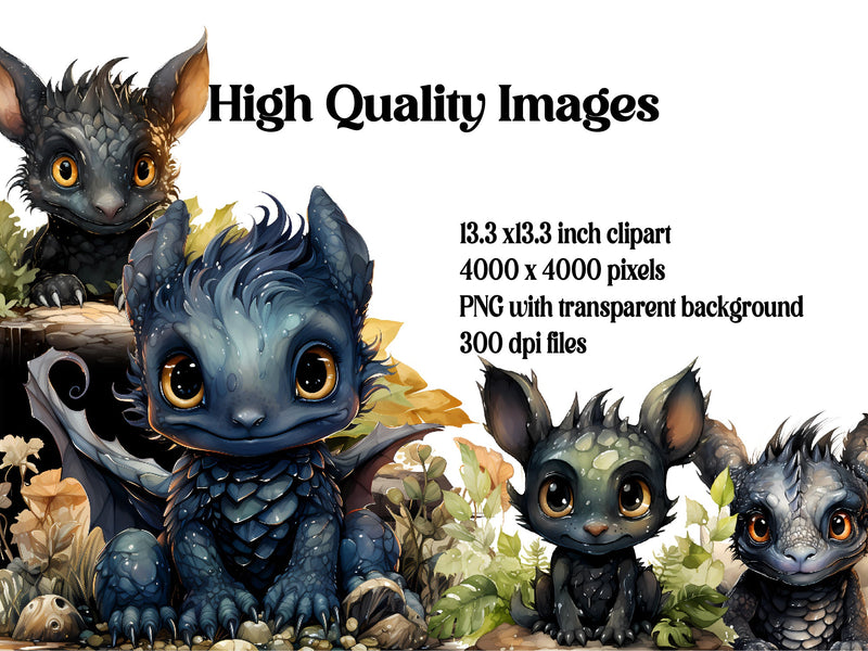 Cute Dark Fantasy Dragon Clipart - CraftNest