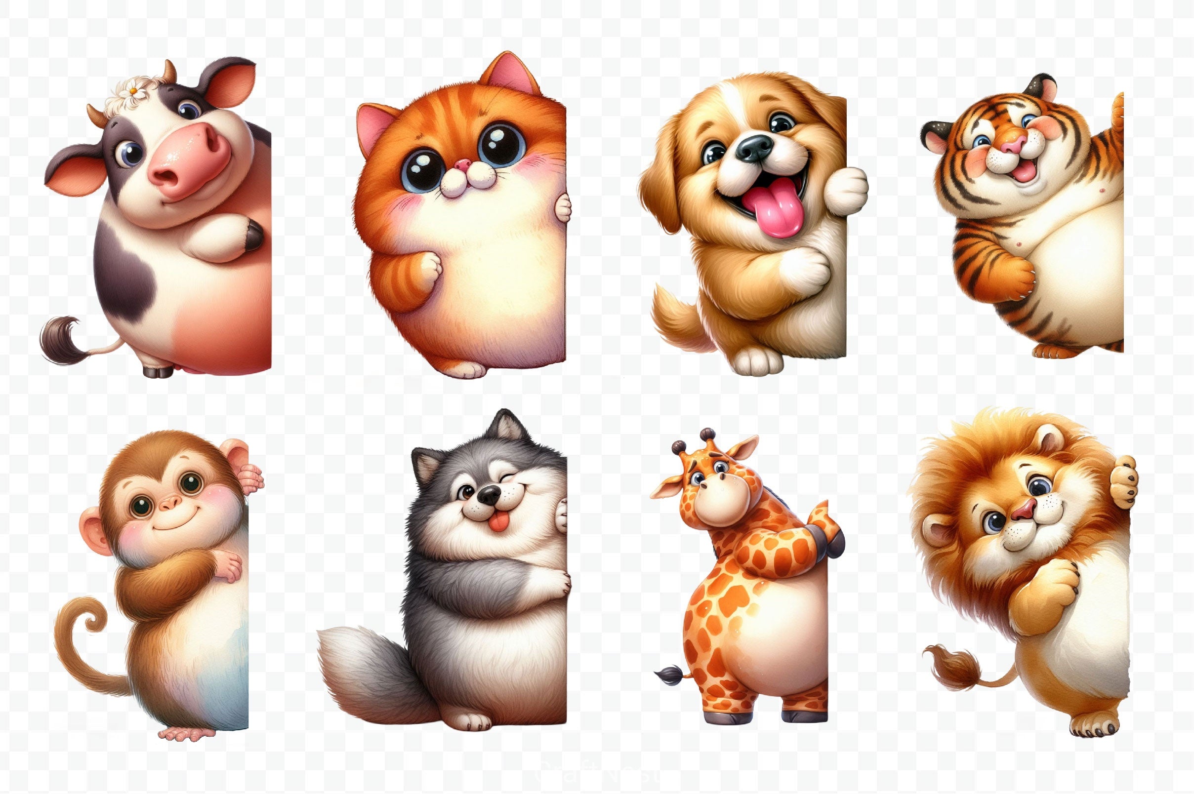 Chubby Animals Peeking Clipart Bundle