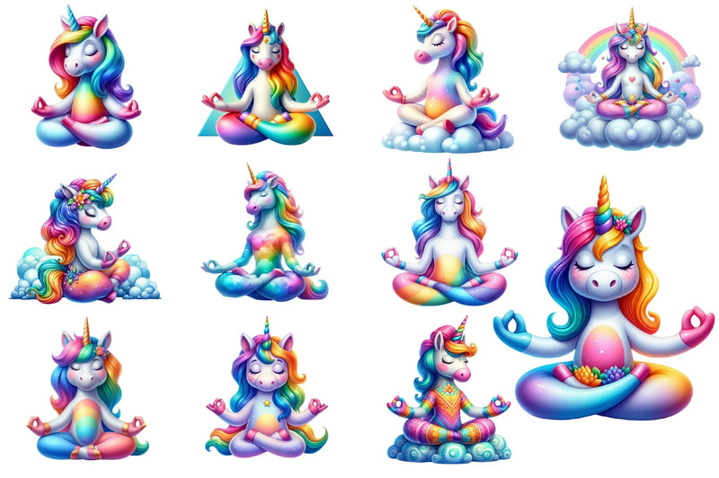 Cute Unicorn Yoga Clipart Bundle - CraftNest - Digital Crafting and Art