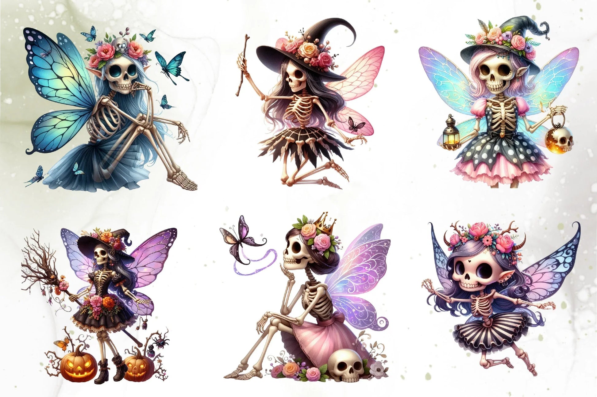 Cute Fairy Skeleton Clipart Bundle - CraftNest - Digital Crafting and Art