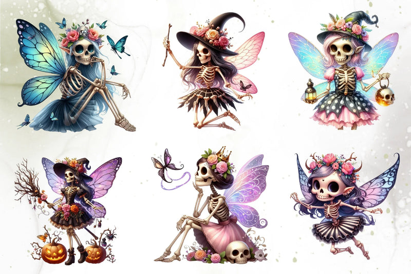Cute Fairy Skeleton Clipart Bundle - CraftNest - Digital Crafting and Art