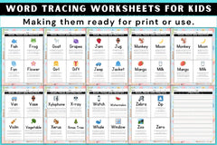 Word Tracing Worksheets for Kids - CraftNest - Digital Crafting and Art
