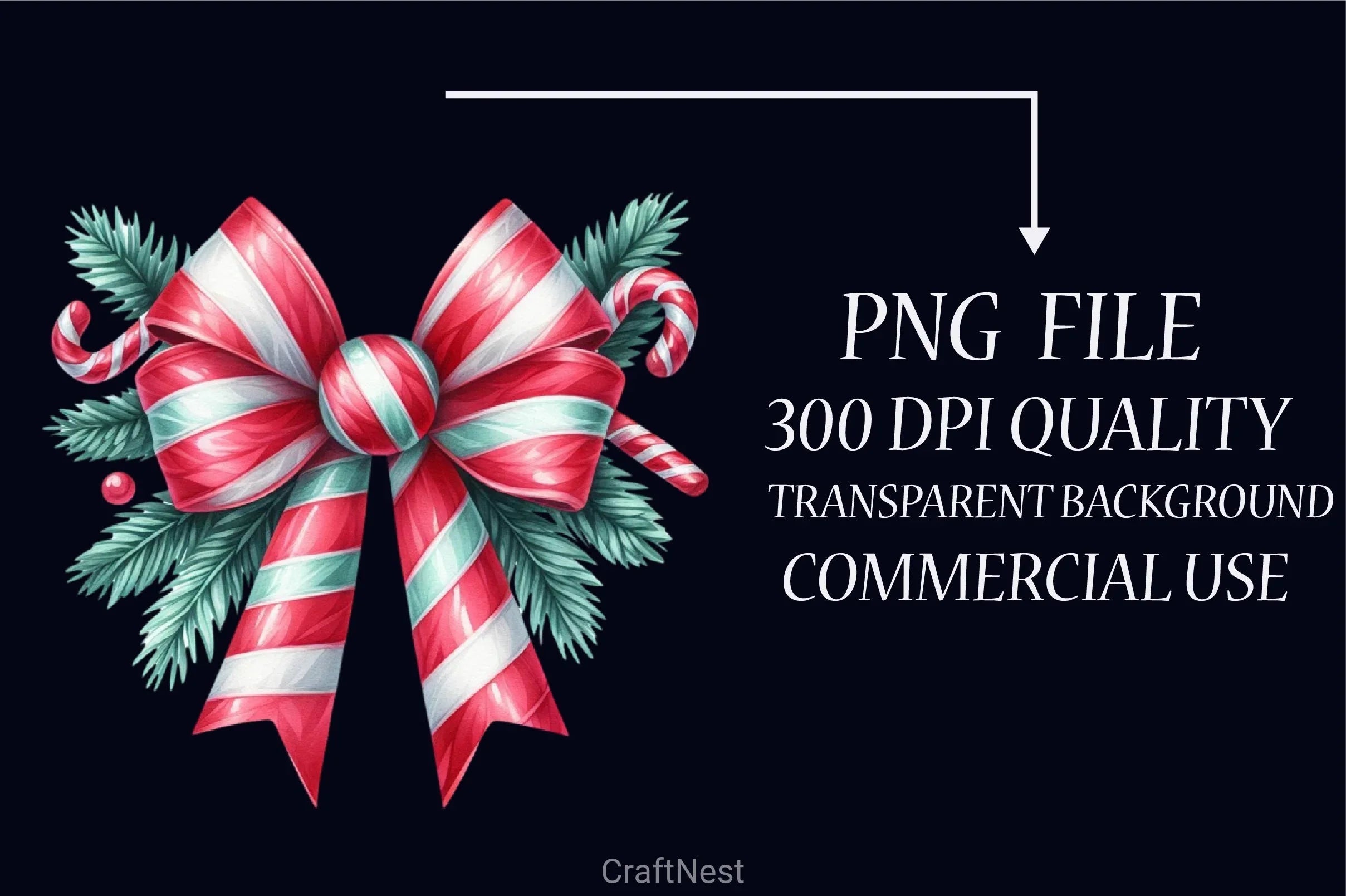 Christmas Candy Bow Clipart Bundle - CraftNest - Digital Crafting and Art