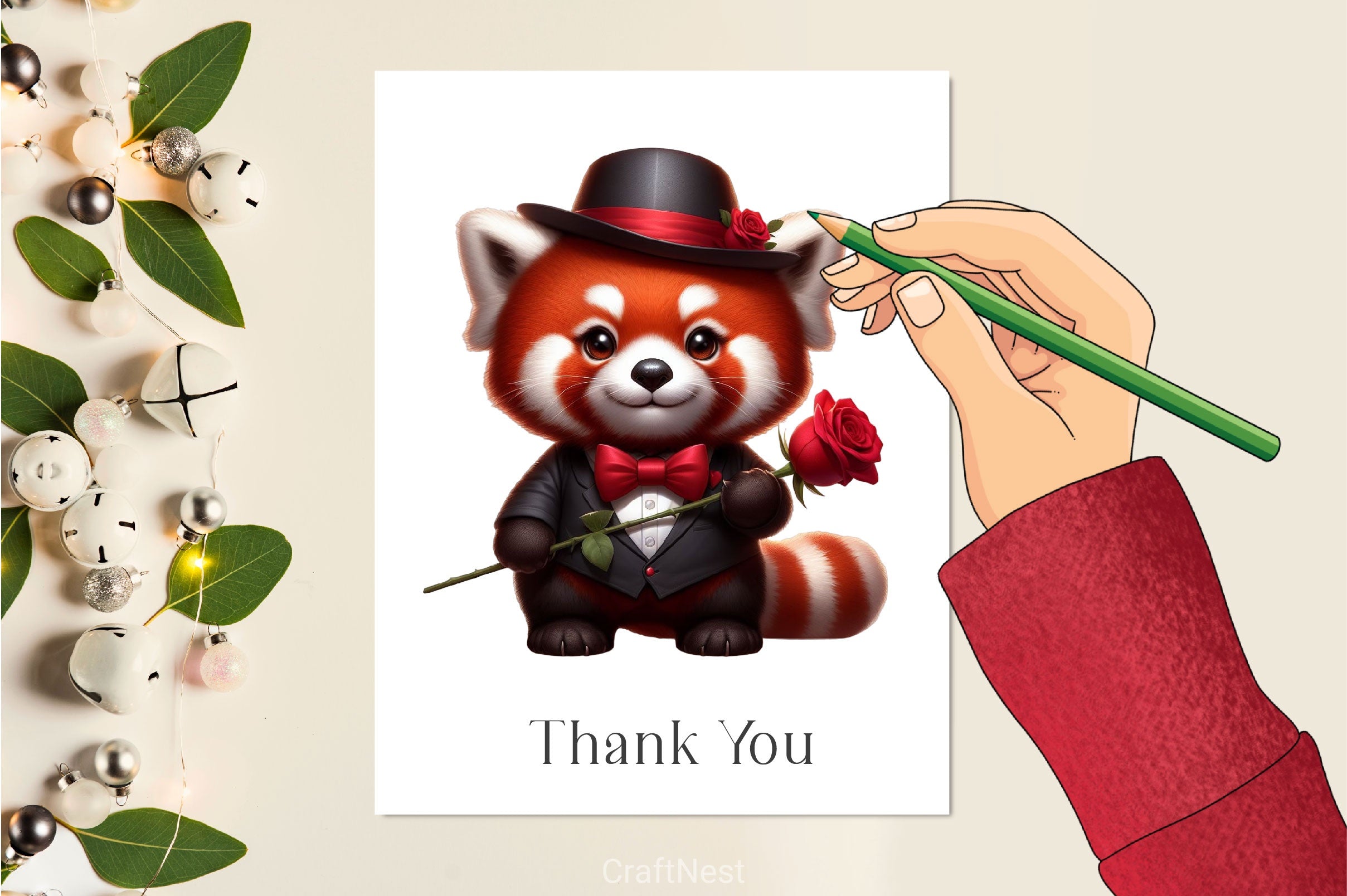 Valentine Red Panda Clipart Bundle