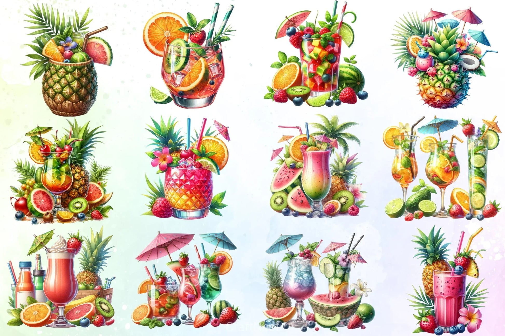 Tropical Cocktail Clipart Bundle - CraftNest - Digital Crafting and Art