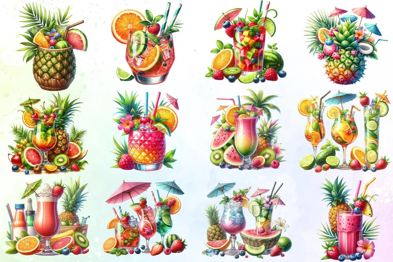 Tropical Cocktail Clipart Bundle - CraftNest - Digital Crafting and Art