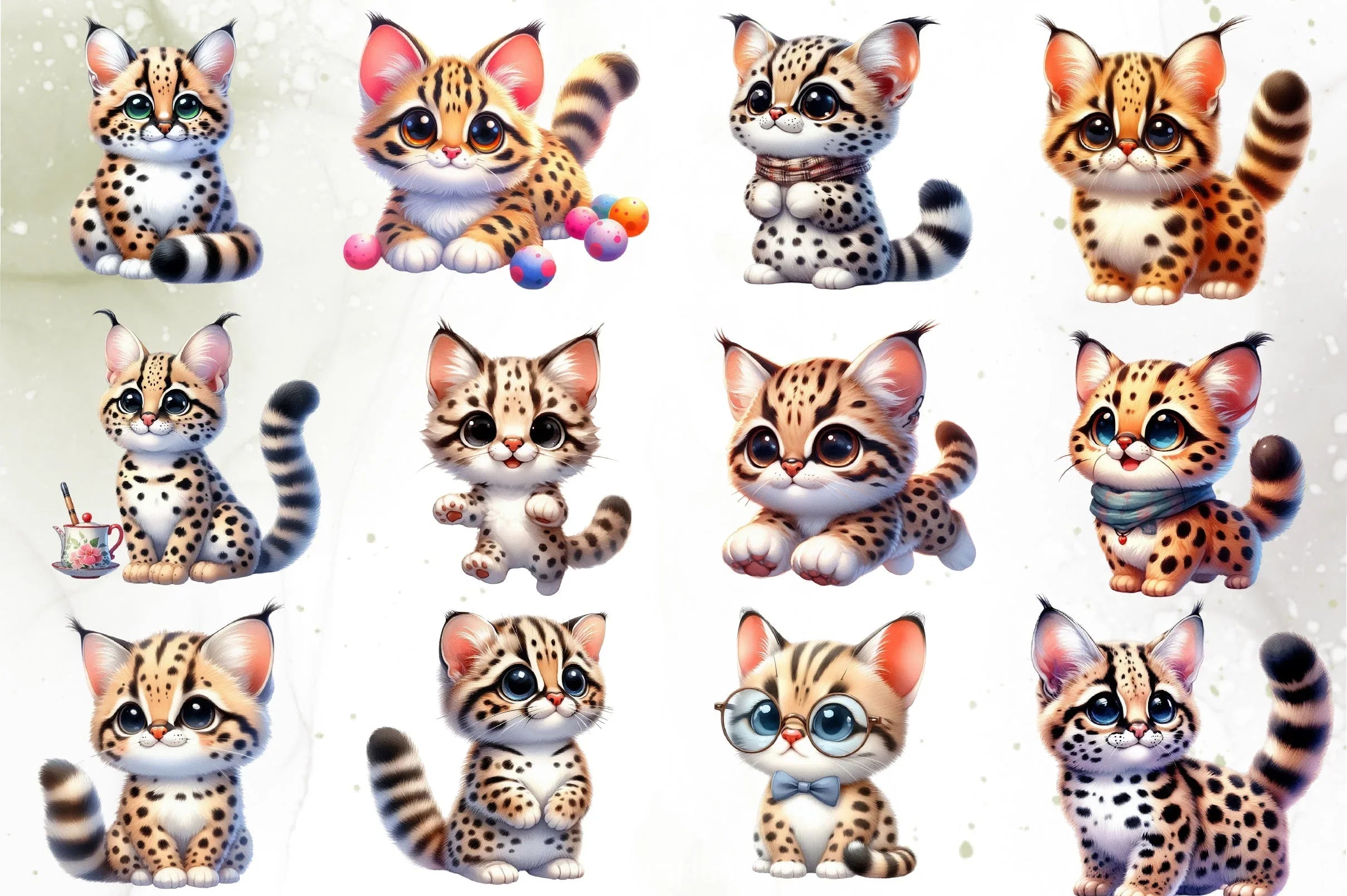 Cute Ocelot Clipart Bundle - CraftNest - Digital Crafting and Art