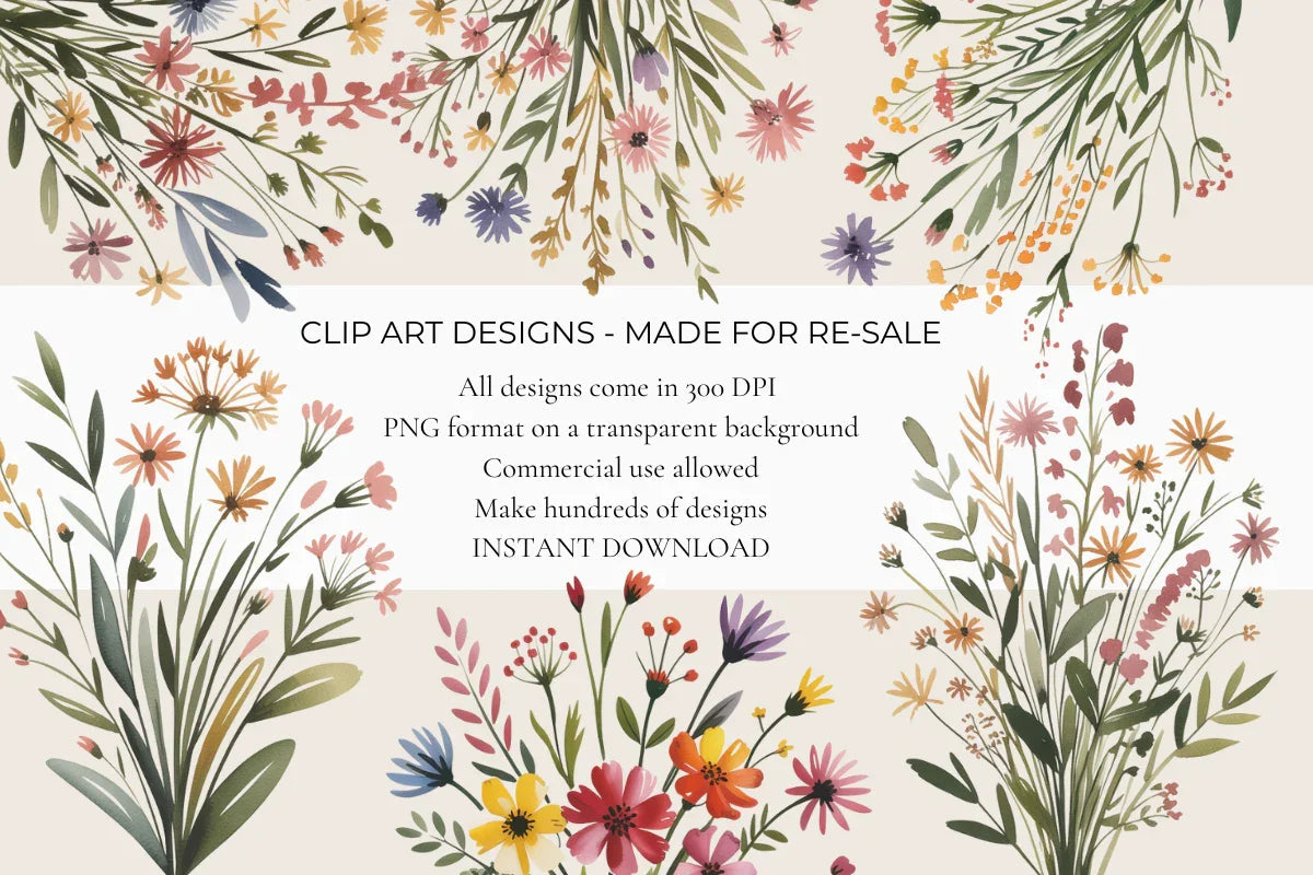 Wildflower Bouquet Flowers Clipart - CraftNest - Digital Crafting and Art