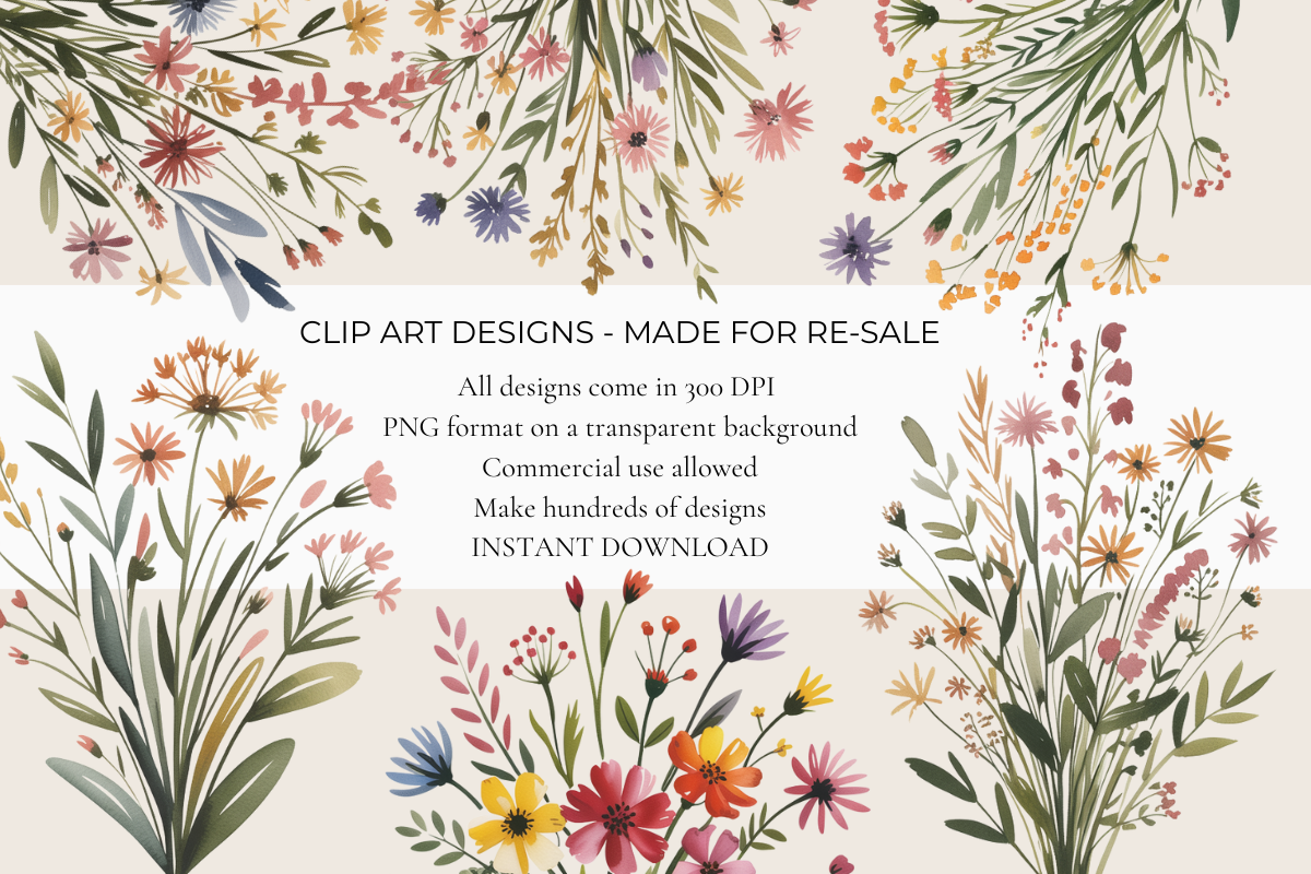 Wildflower Bouquet Flowers Clipart