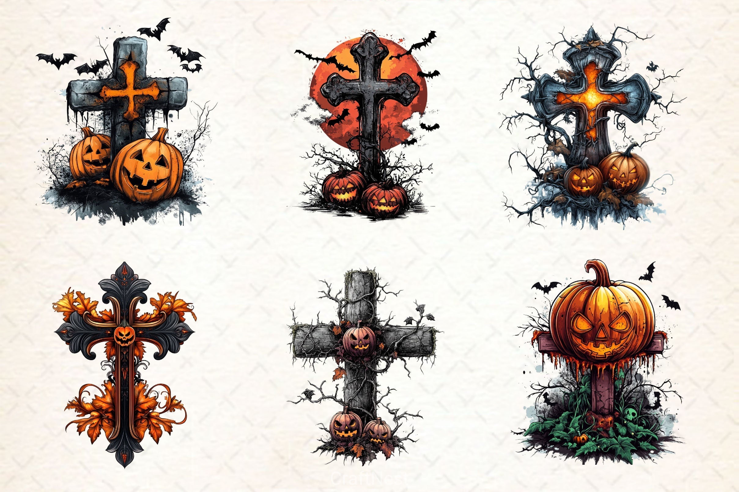 Halloween Cross Clipart Bundle
