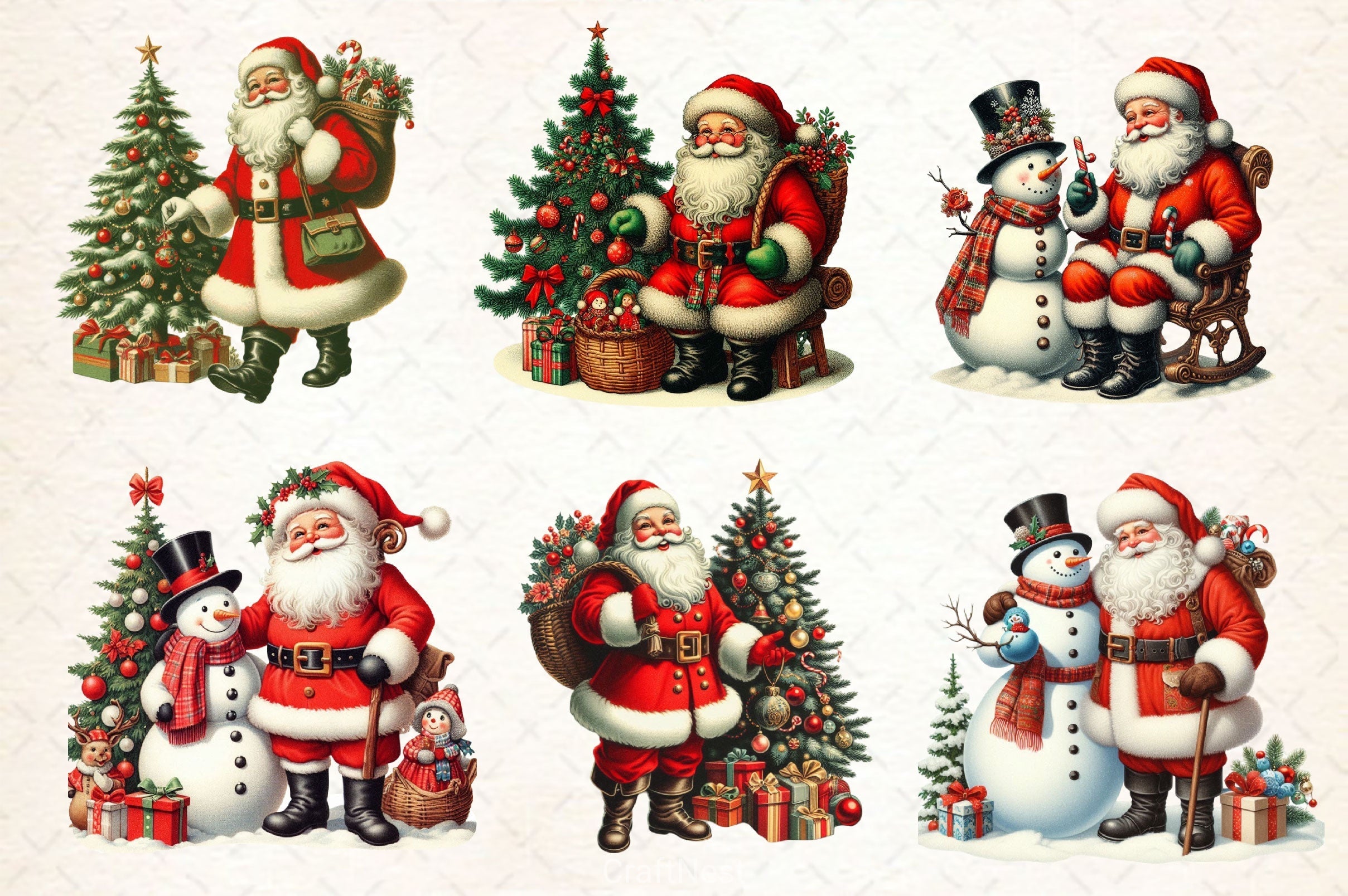 Vintage Christmas Santa Clipart Bundle 4