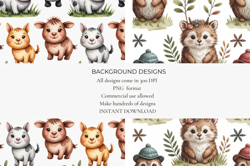 Cute Creatures Seamless Papers - CraftNest - Digital Crafting and Art