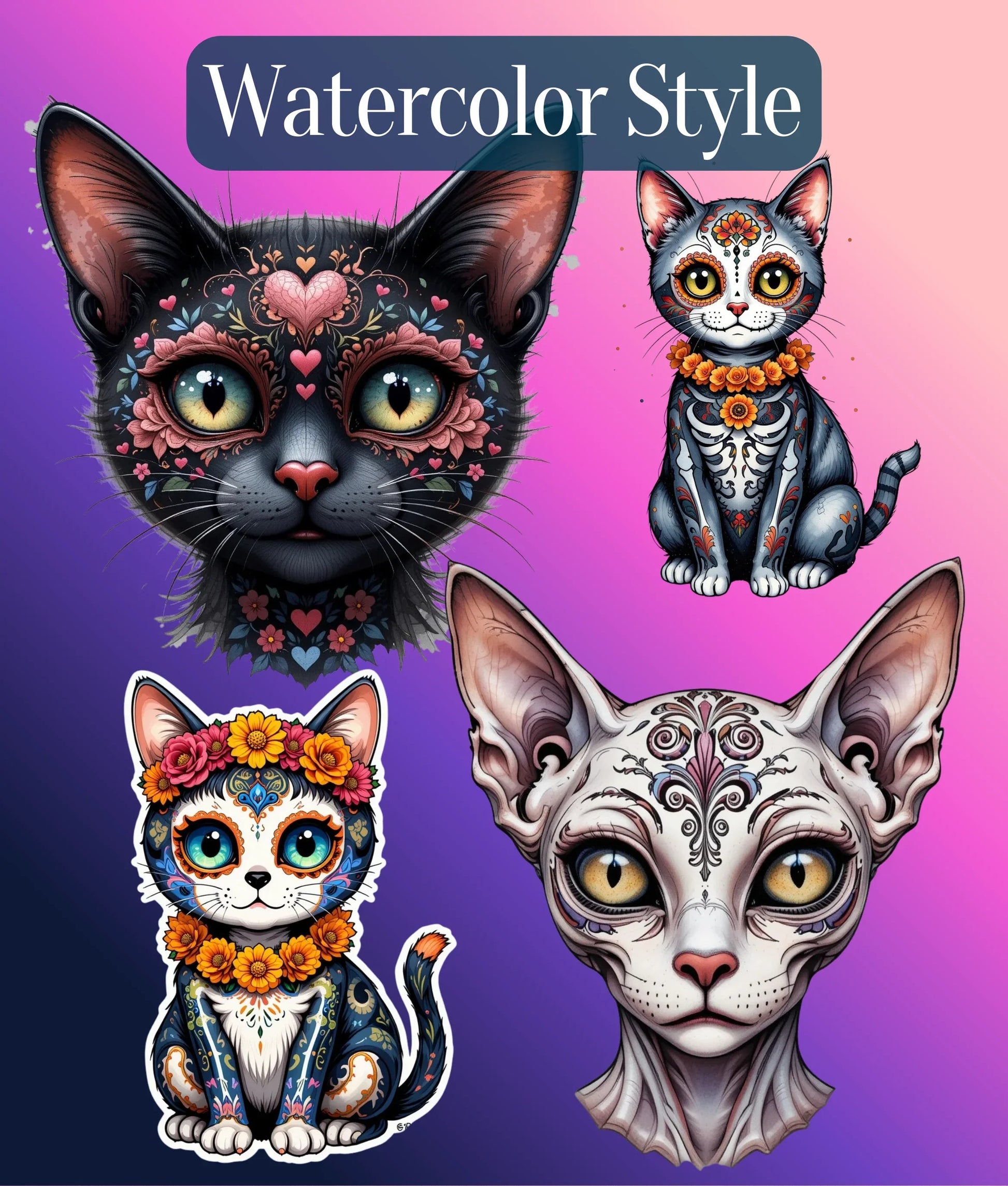 Dia de los Muertos Cats Clipart Bundle - CraftNest - Digital Crafting and Art