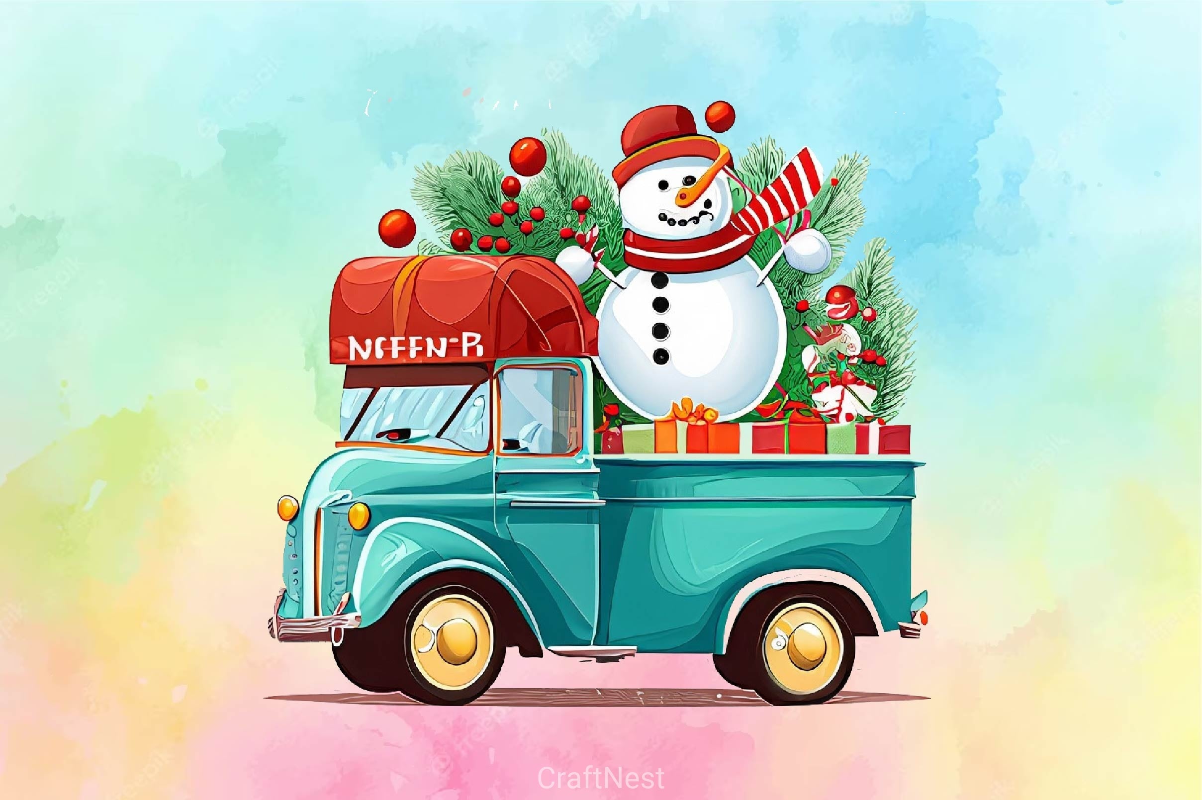 Christmas Driving Gnome Clipart Bundle