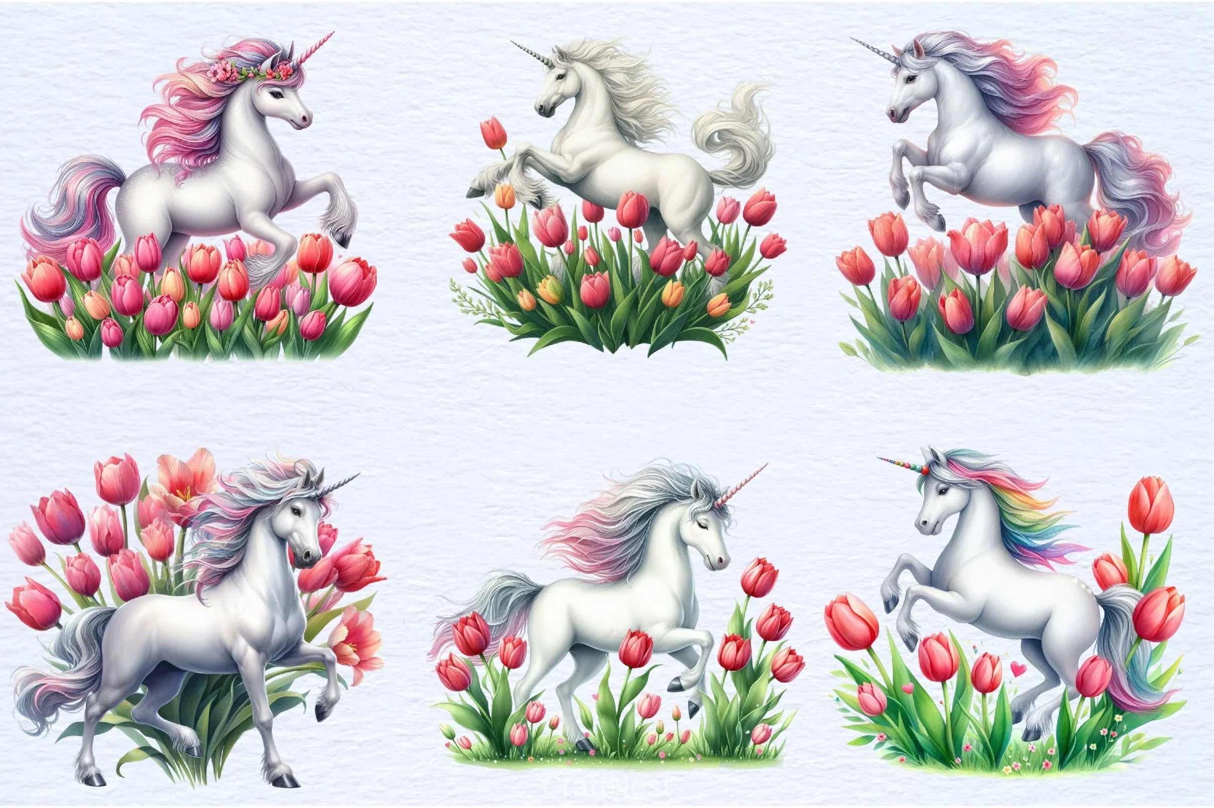 Floral Unicorn Clipart Bundle - CraftNest - Digital Crafting and Art