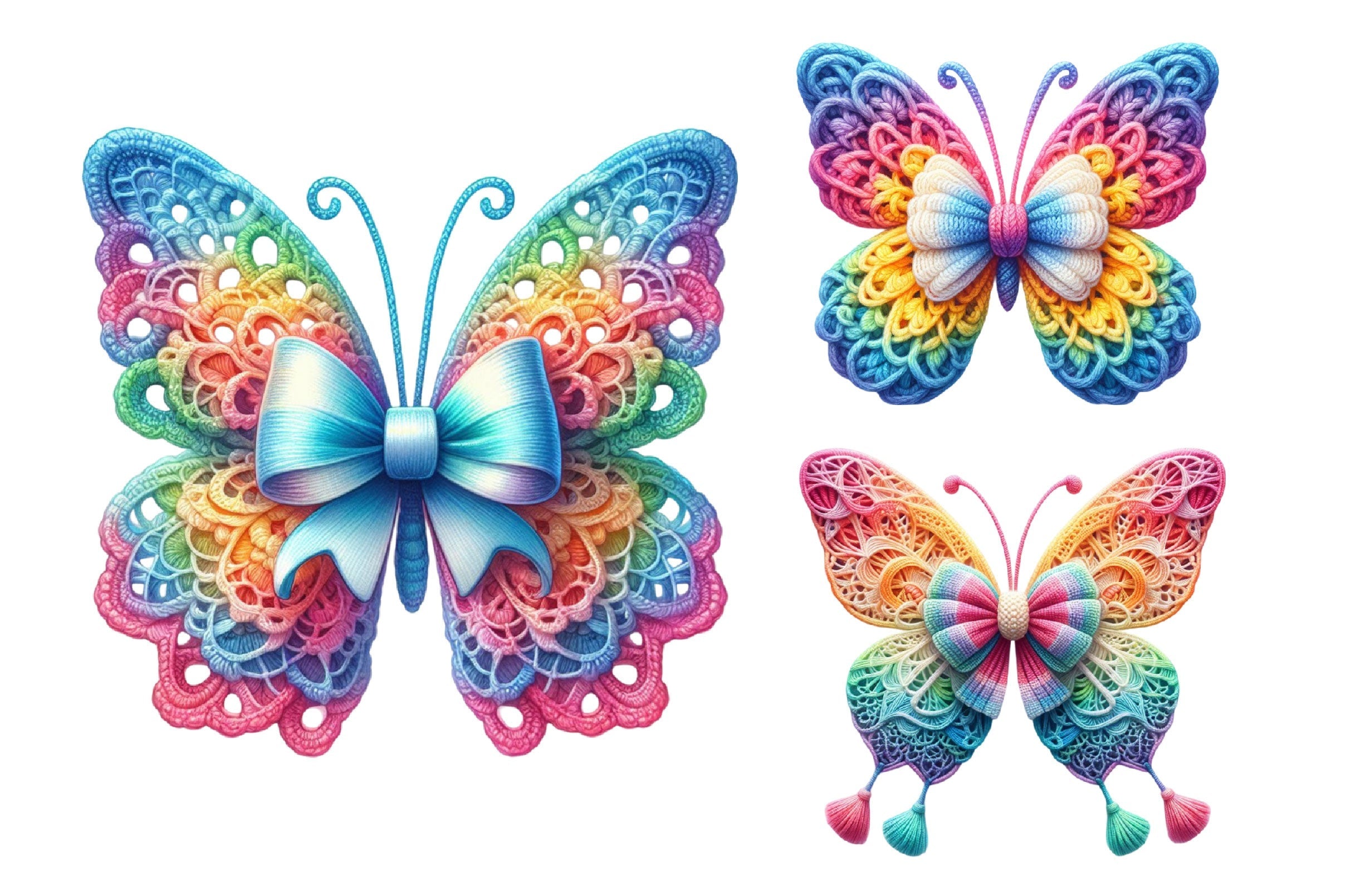 Crochet Butterfly Clipart Bundle 3