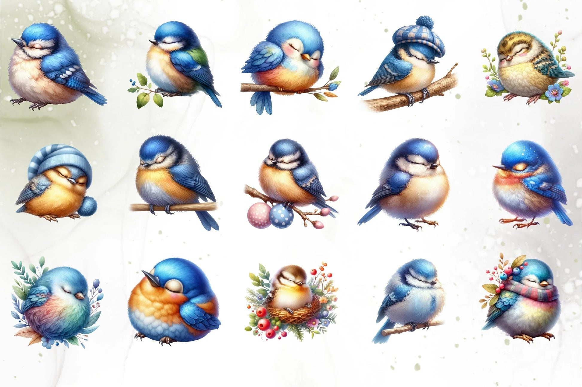 Sleepy Bird Clipart Bundle - CraftNest - Digital Crafting and Art