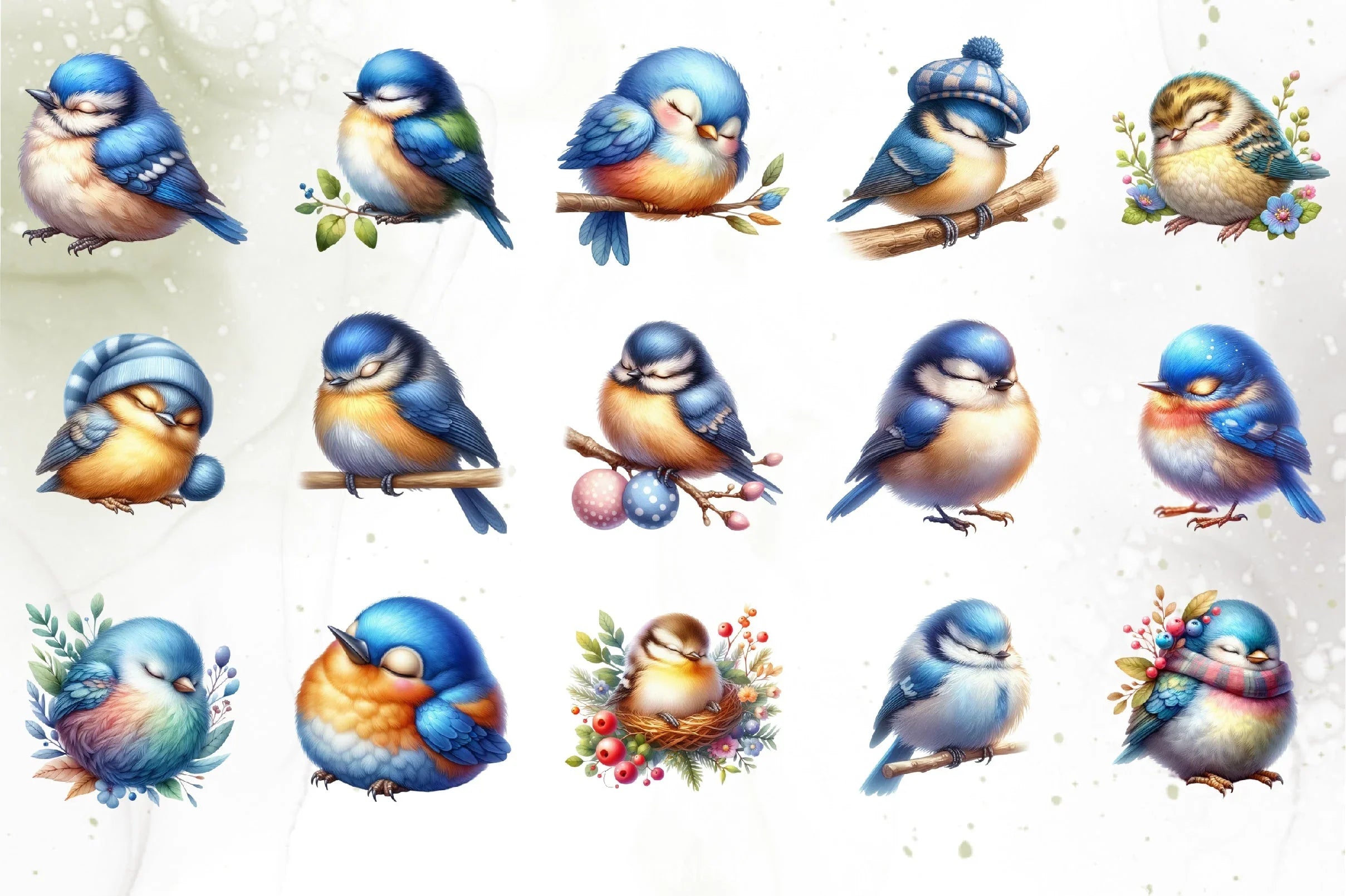 Sleepy Bird Clipart Bundle - CraftNest - Digital Crafting and Art