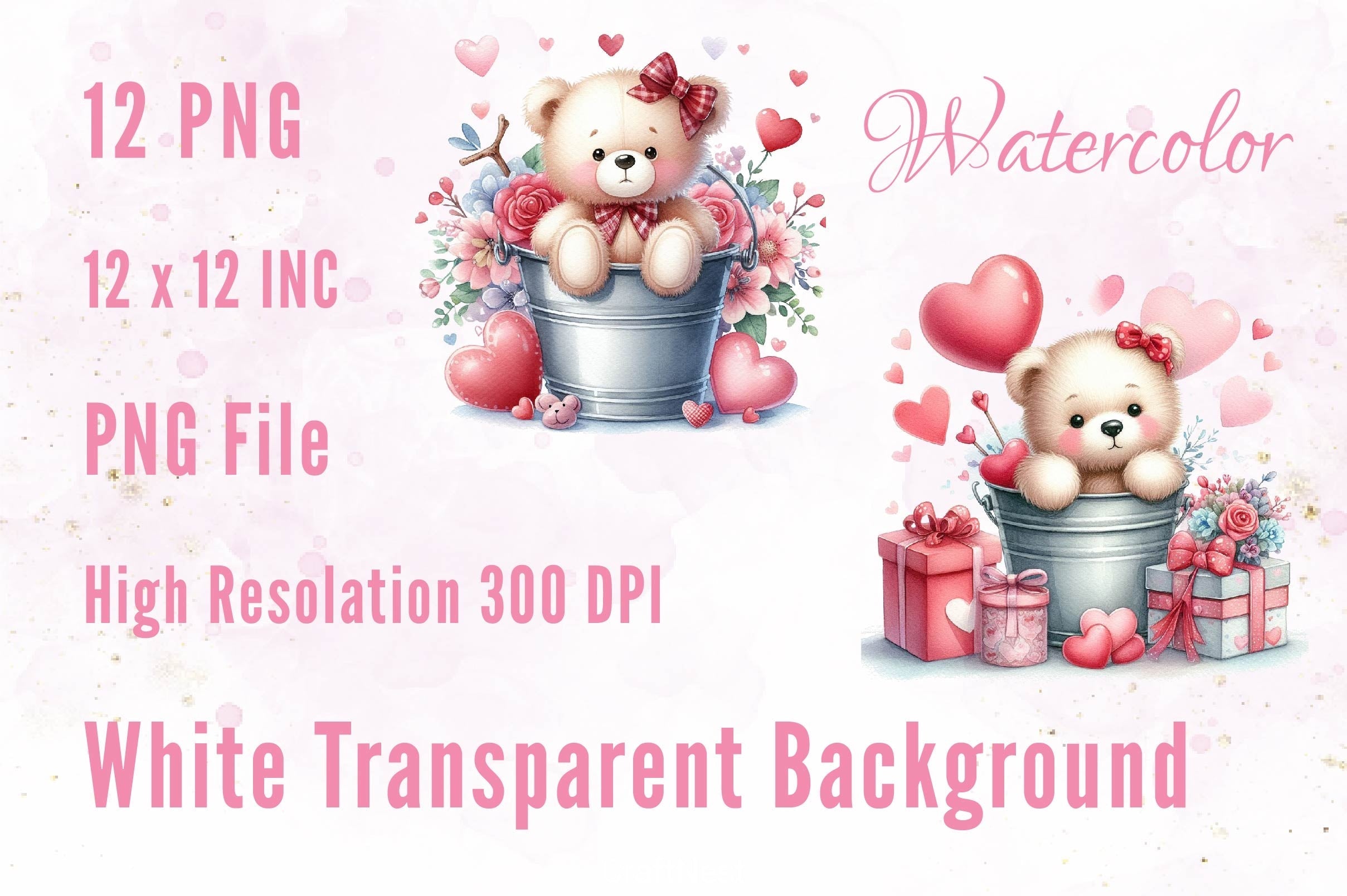 Valentine Cute Teddy Bear Clipart Bundle