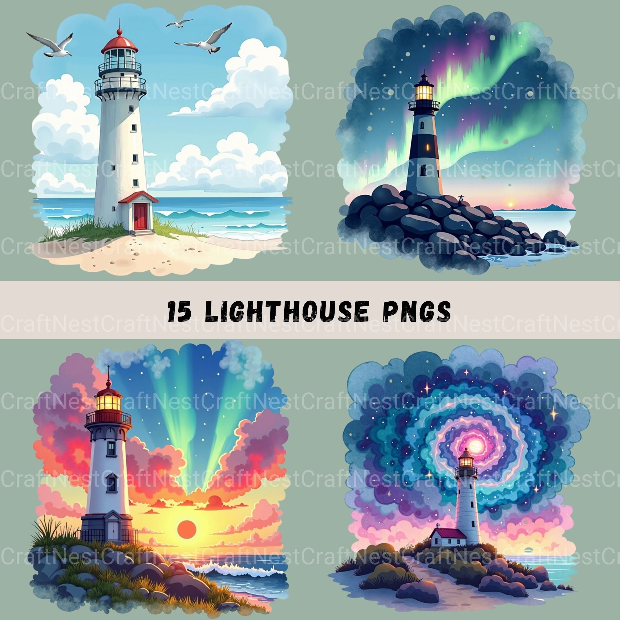 Lighthouses Clipart Bundle