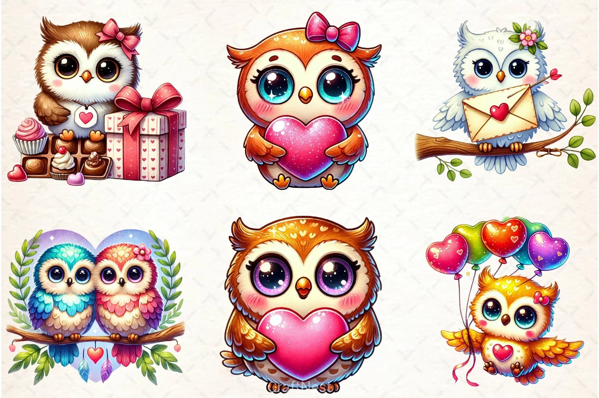 Valentine Owl Clipart Bundle - CraftNest - Digital Crafting and Art