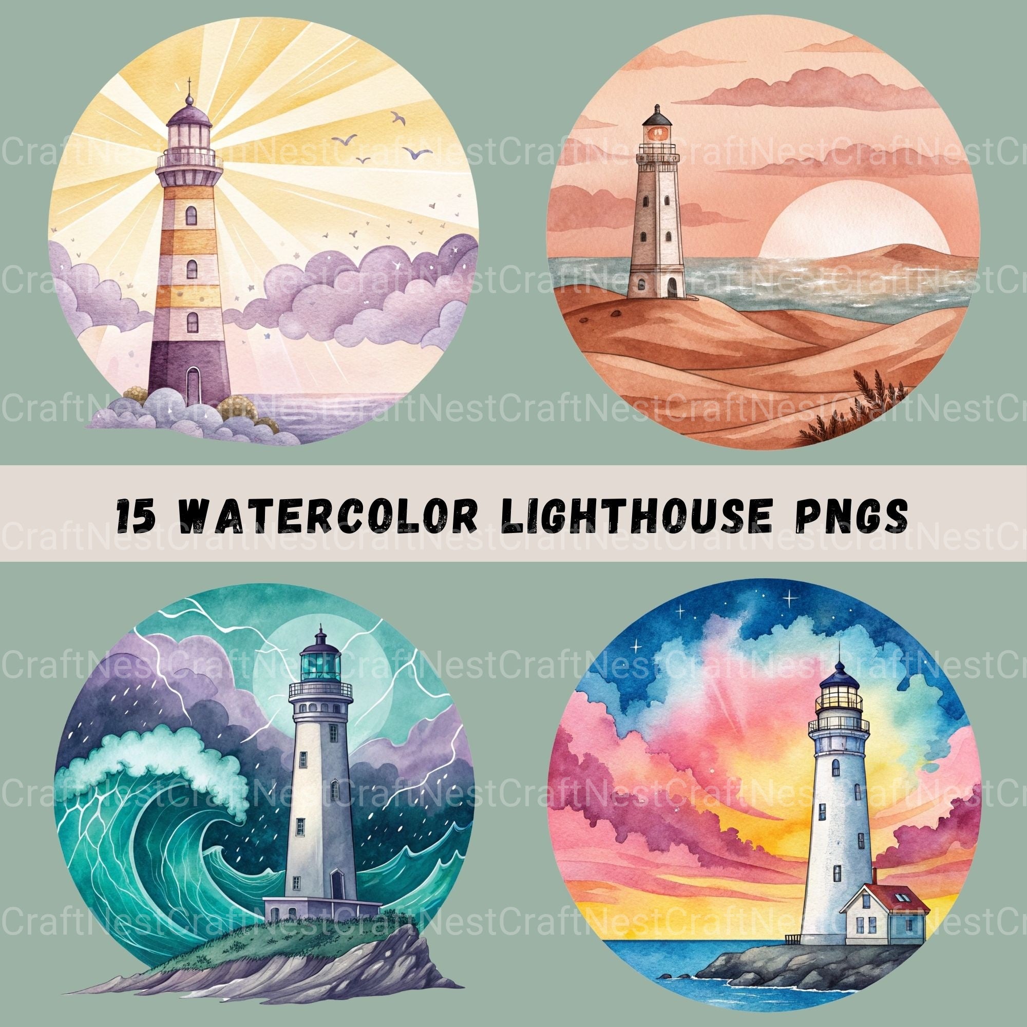Lighthouses Updated Clipart Bundle