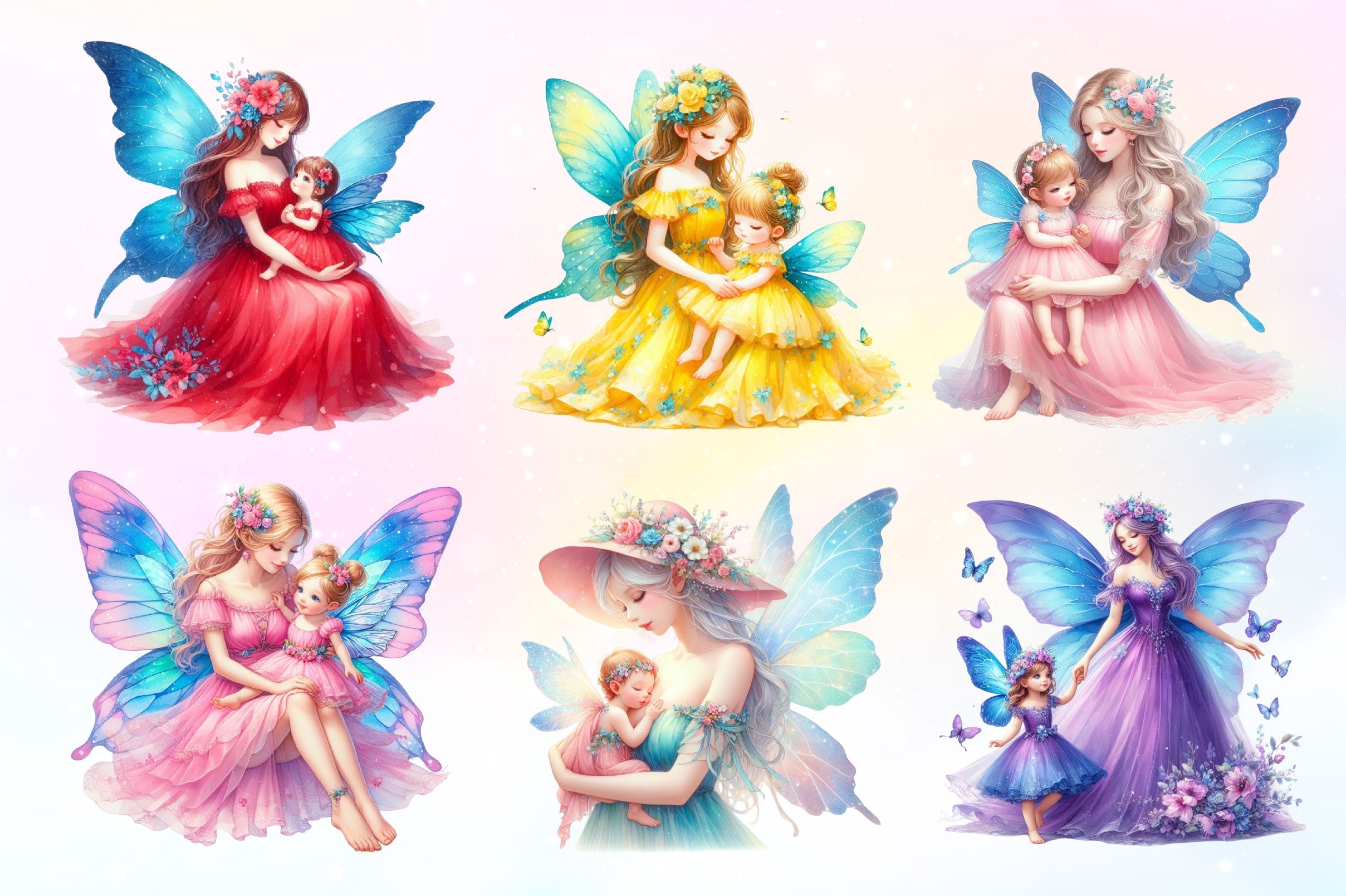 Mother And Baby Fairy Clipart Bundle 2