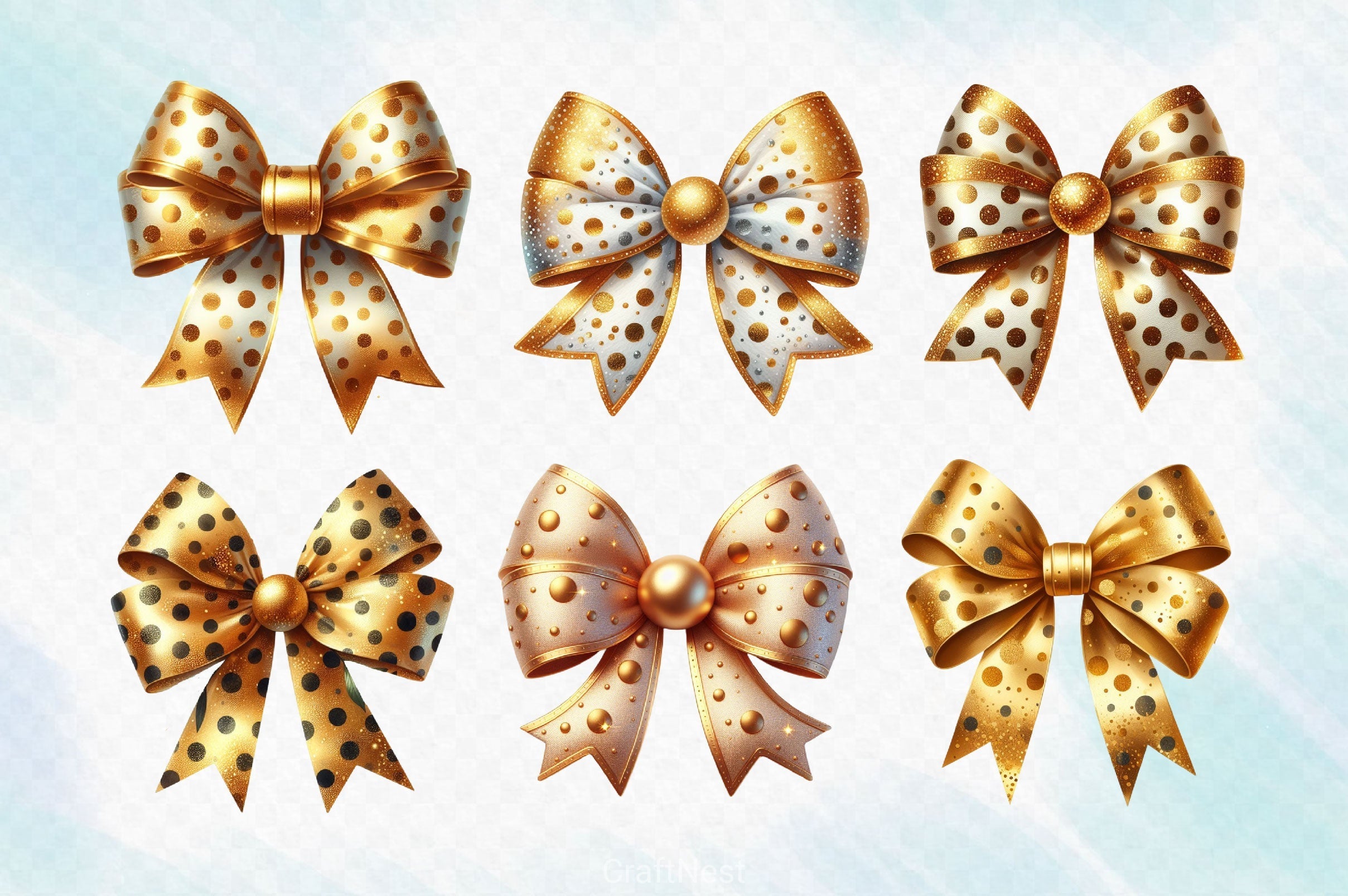 Gold Bow Clipart Bundle 3