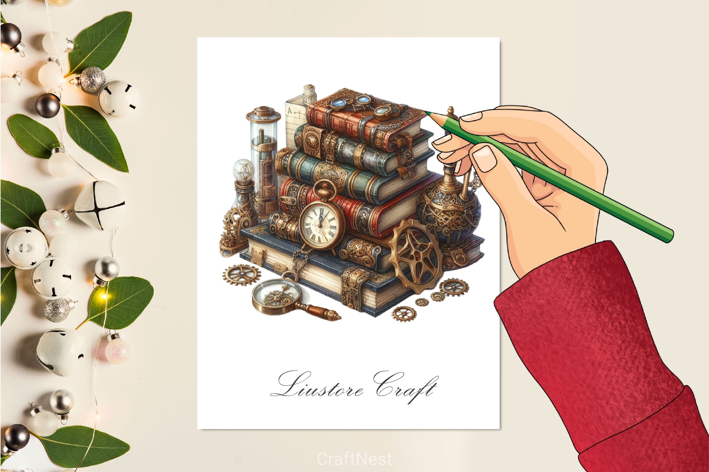 Steampunk Books Clipart Bundle
