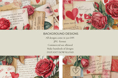 Vintage Valentines Junk Journal Papers - CraftNest - Digital Crafting and Art