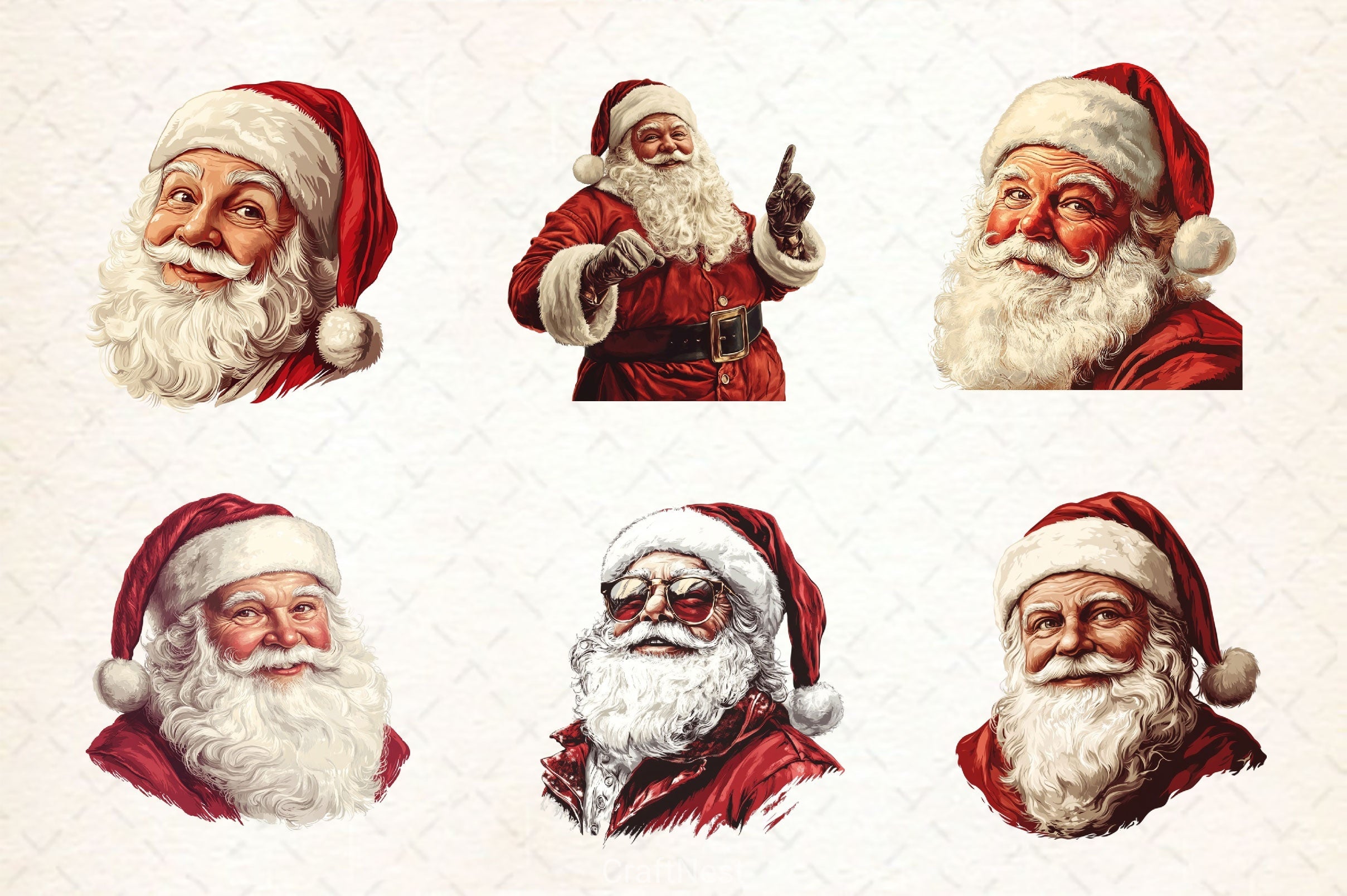 Vintage Santa Claus Christmas Clipart Bundle