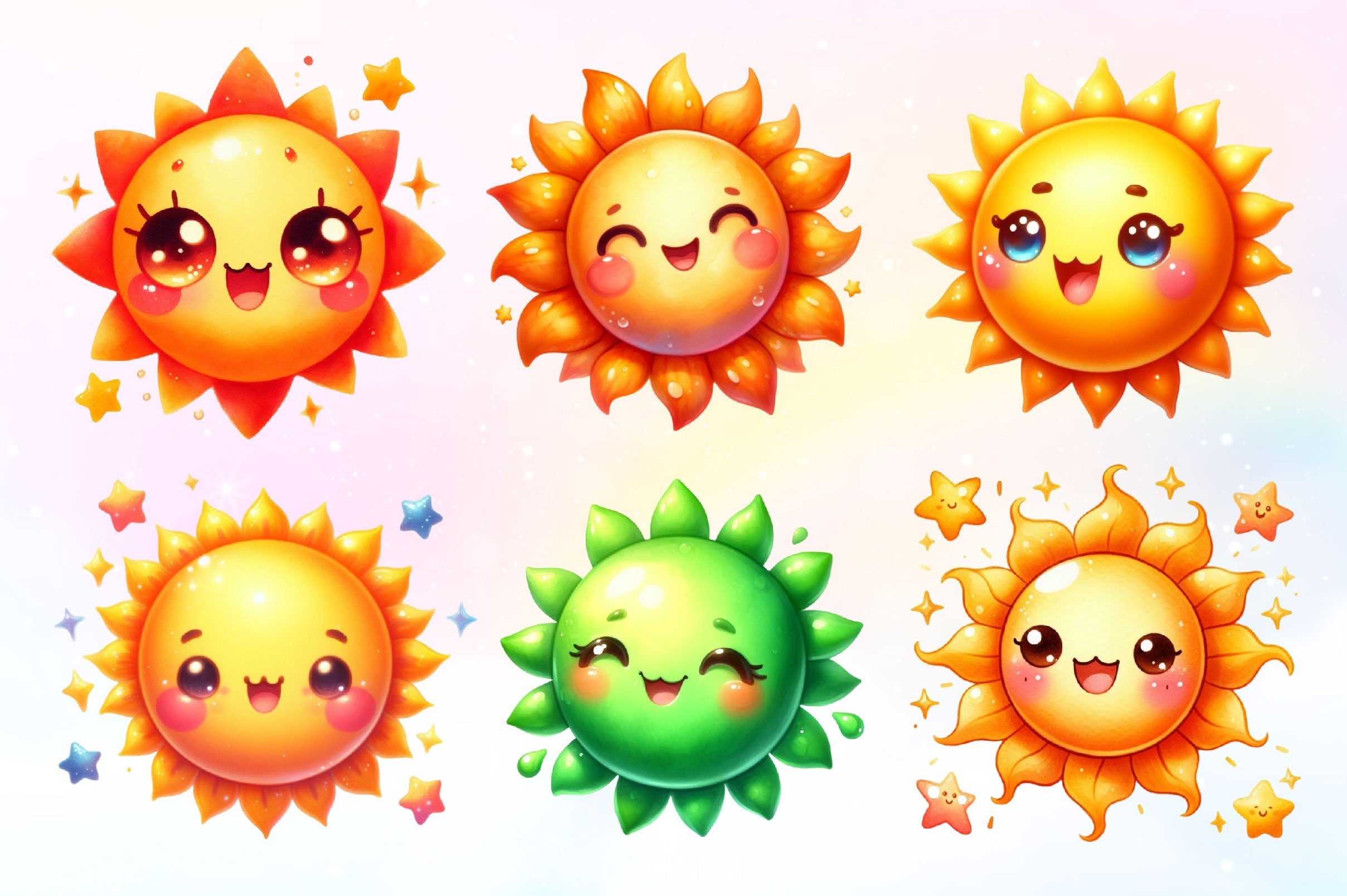 Kawaii Sun Clipart Bundle 5