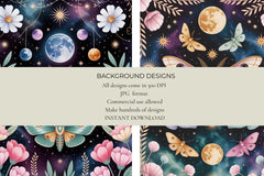 Celestial Moths Junk Journal Papers - CraftNest - Digital Crafting and Art