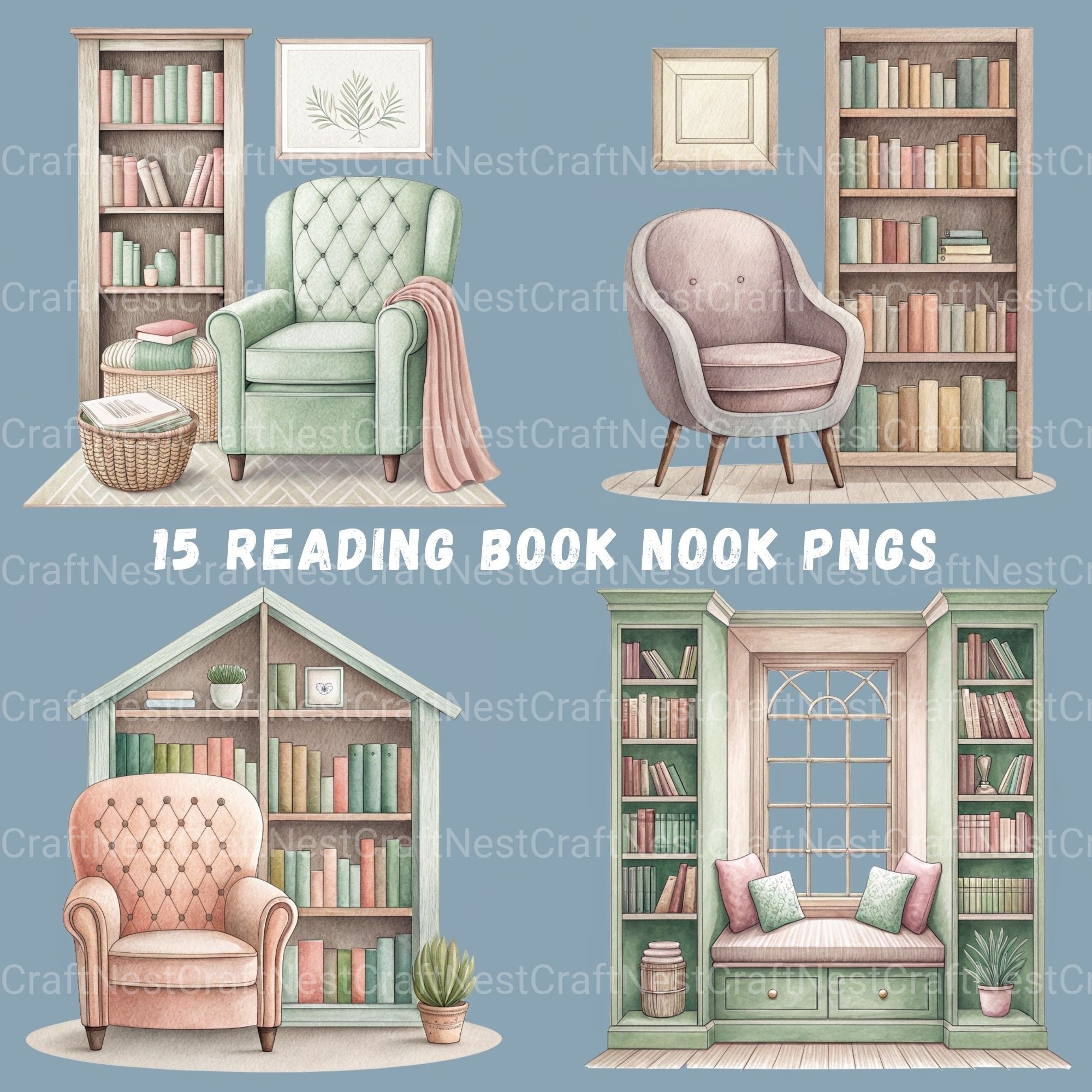 Reading Book Nooks Clipart Bundle
