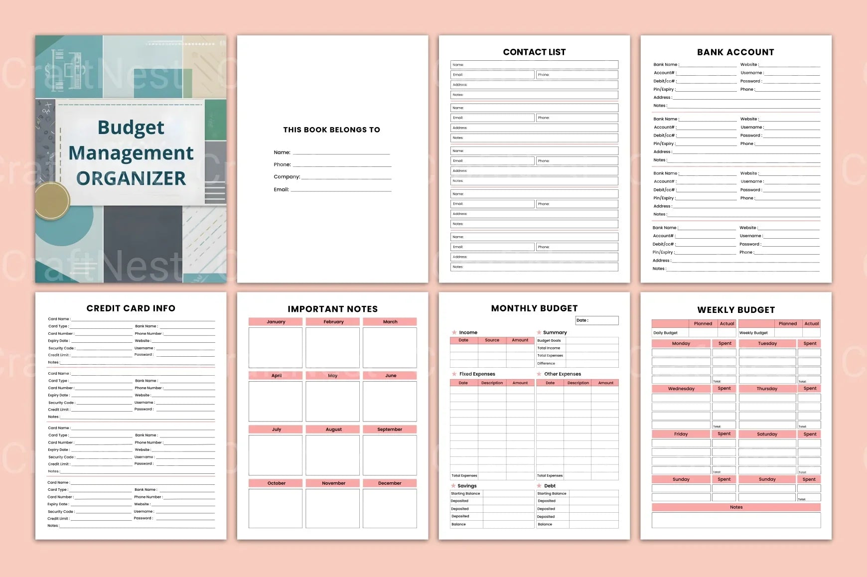 Budget Management Organizer for Effective Financial Planning - CraftNest - Digital Crafting and Art