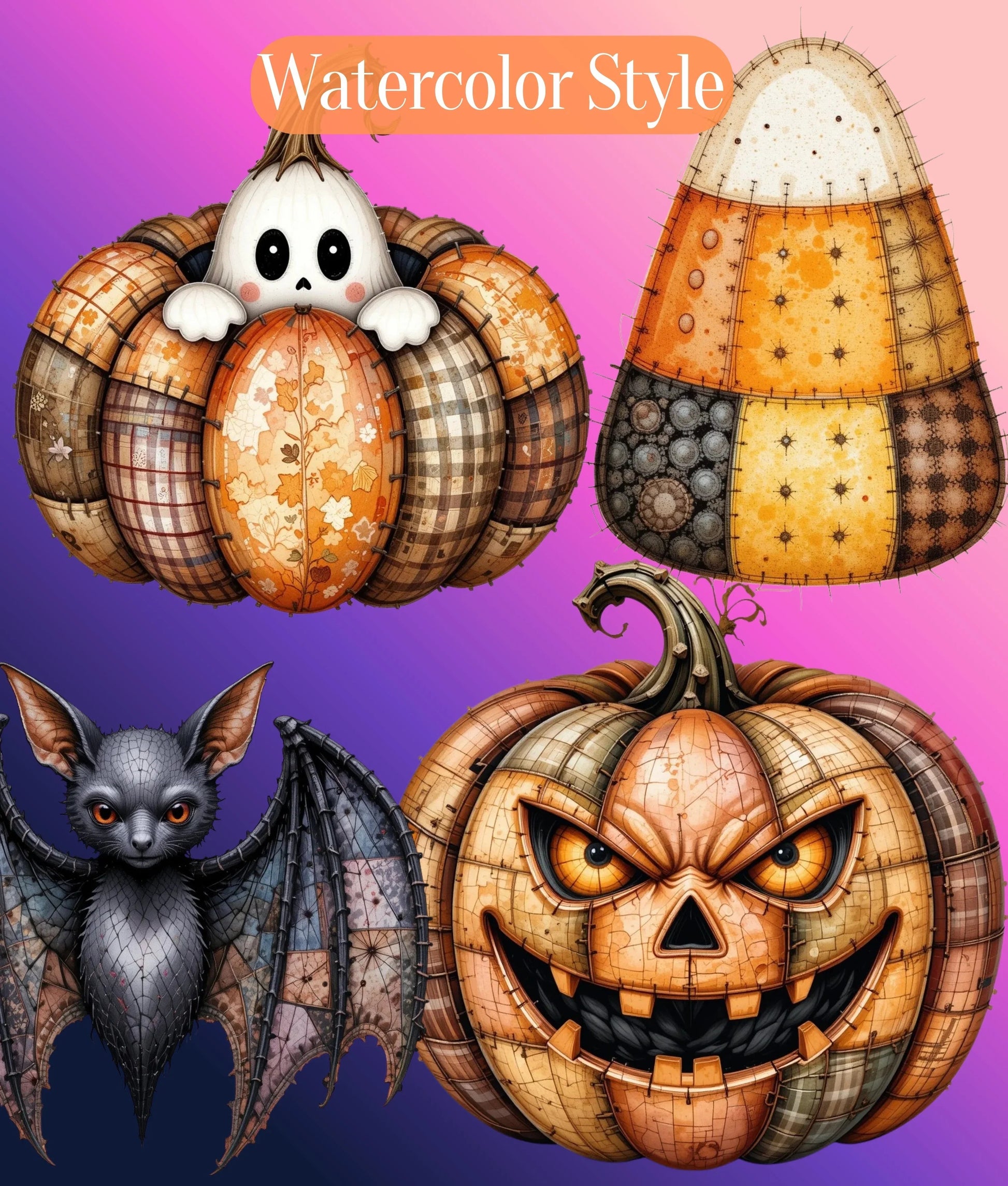 Halloween Patchwork Clipart Bundle - CraftNest - Digital Crafting and Art